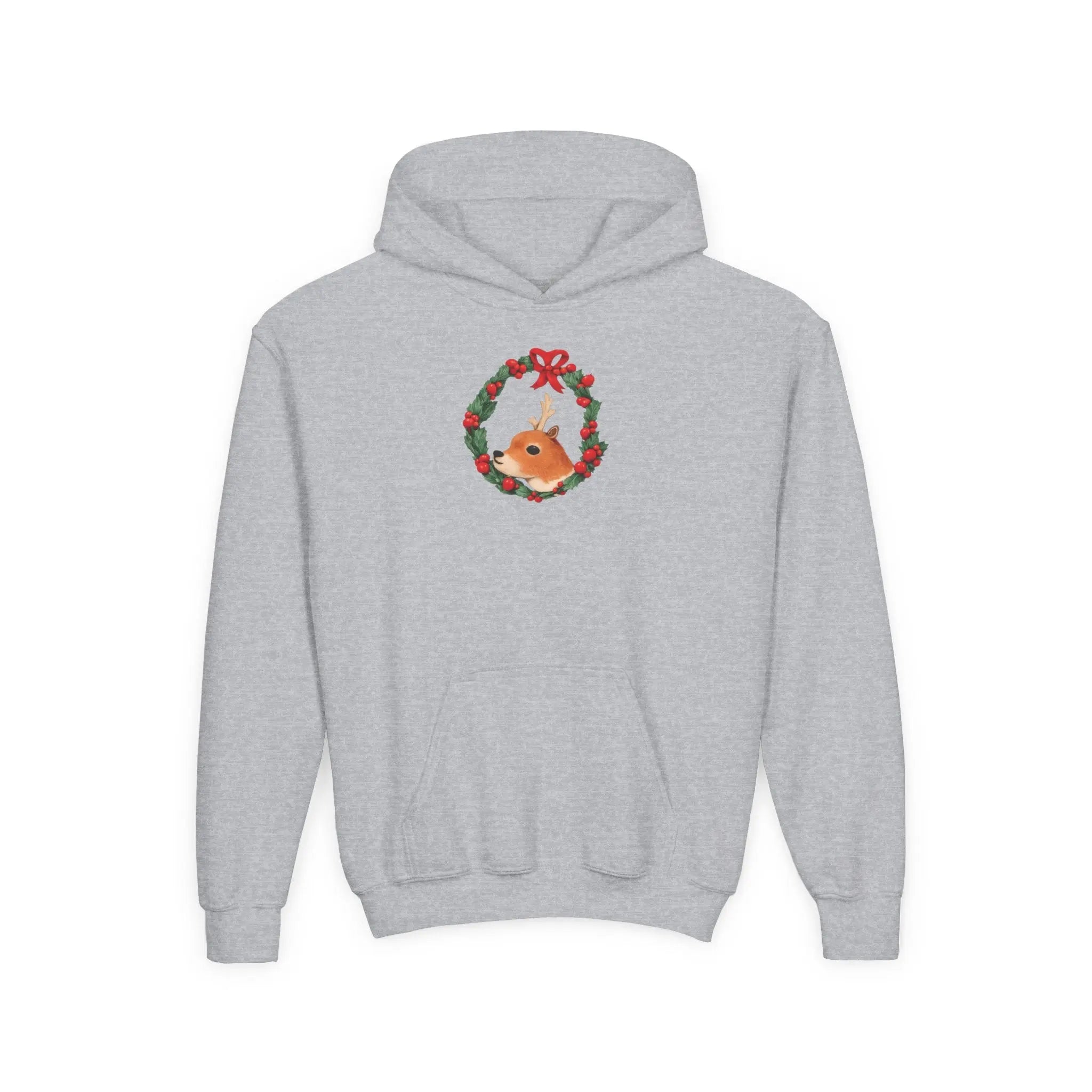 Kids Christmas Fox Wreath Hoodie — Cute Holiday Animal Pullover Printify
