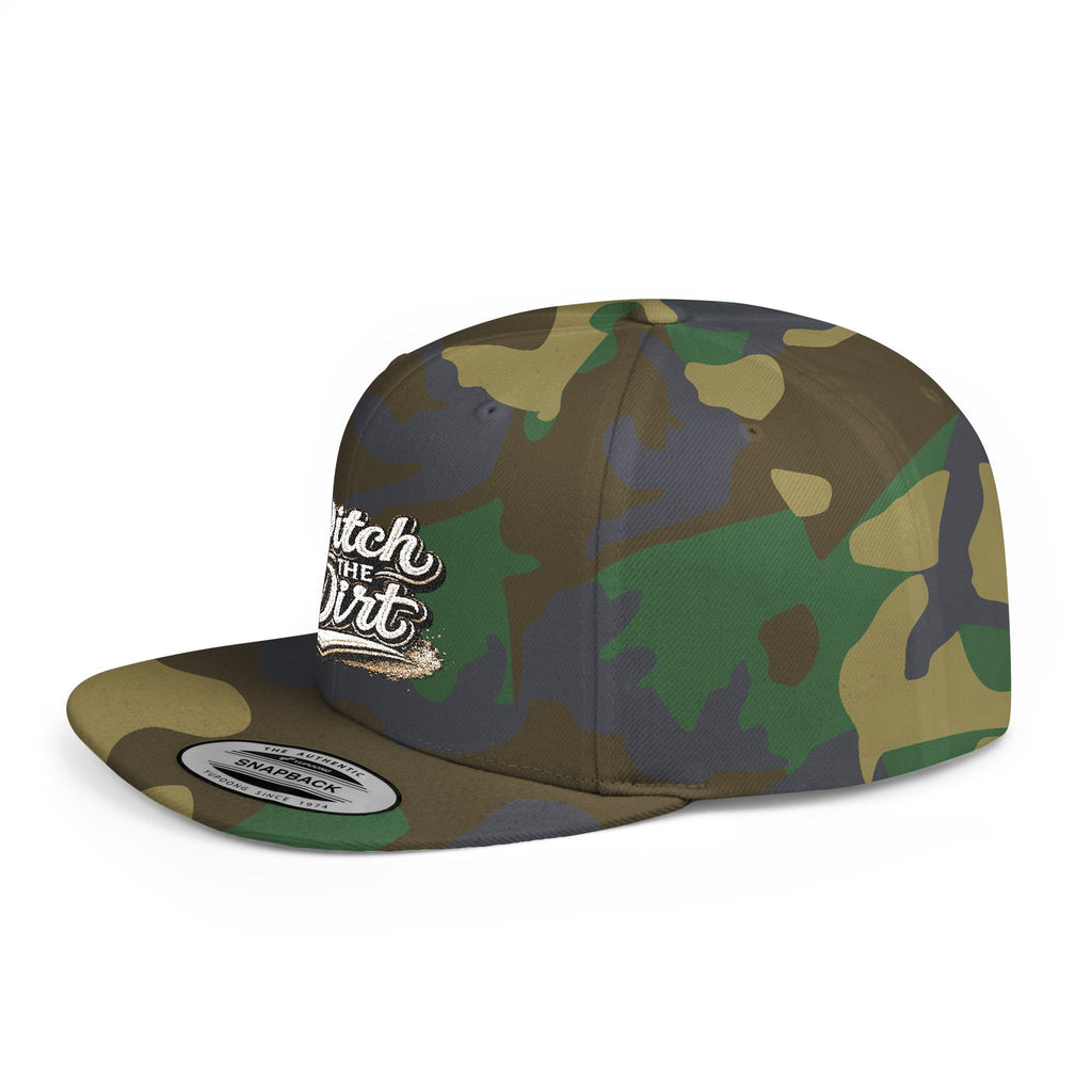 Snapback Hat — "Ditch the Dirt" Retro Script Flat Bill Cap