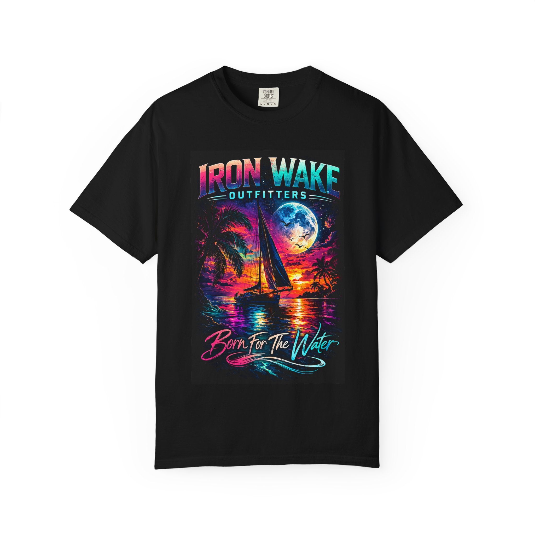 Sailboat Sunset T-Shirt — "Iron Wake Outfitters" Born For The Water