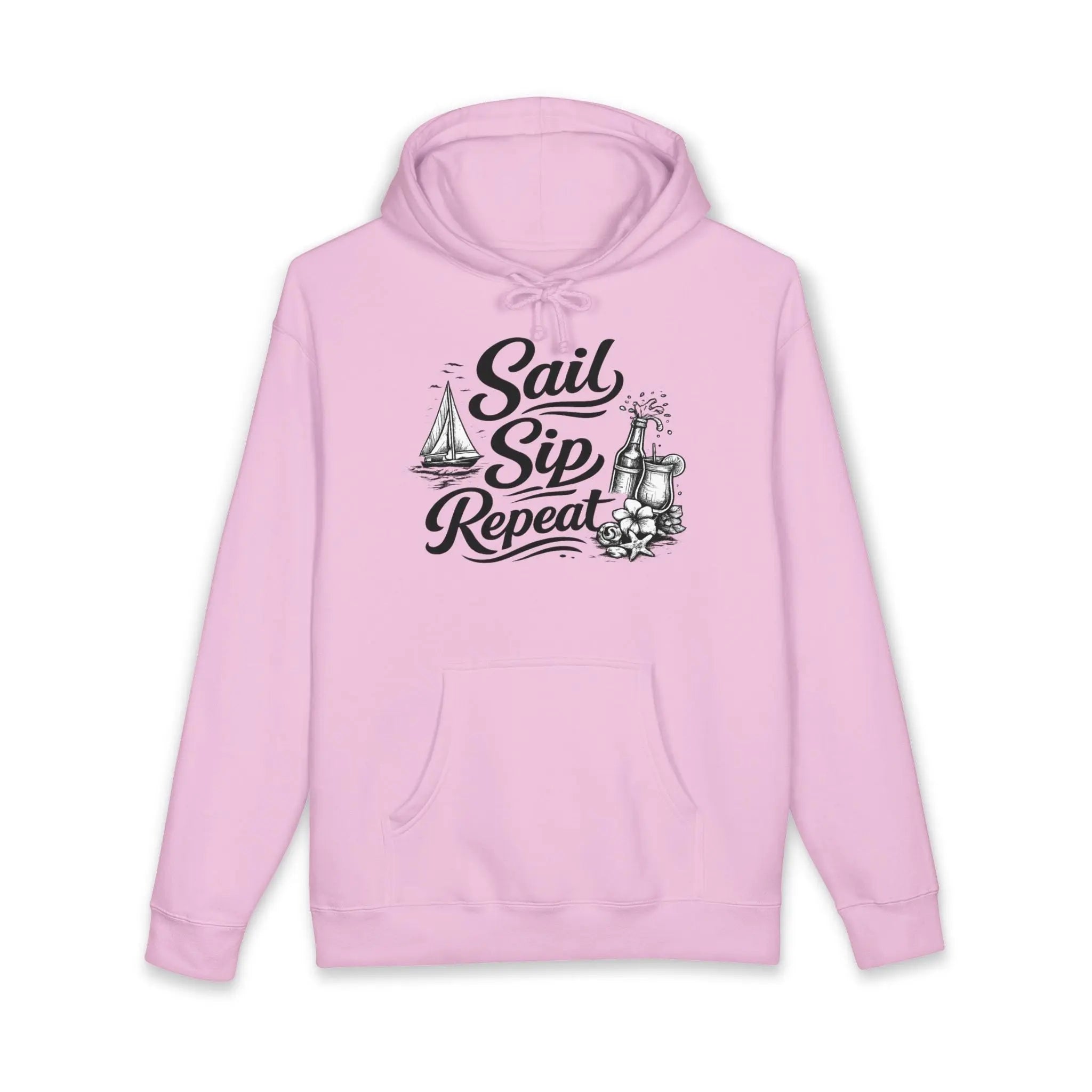 Sail Sip Repeat Hoodie — Nautical Sailing & Beer Graphic Sweatshirt Printify