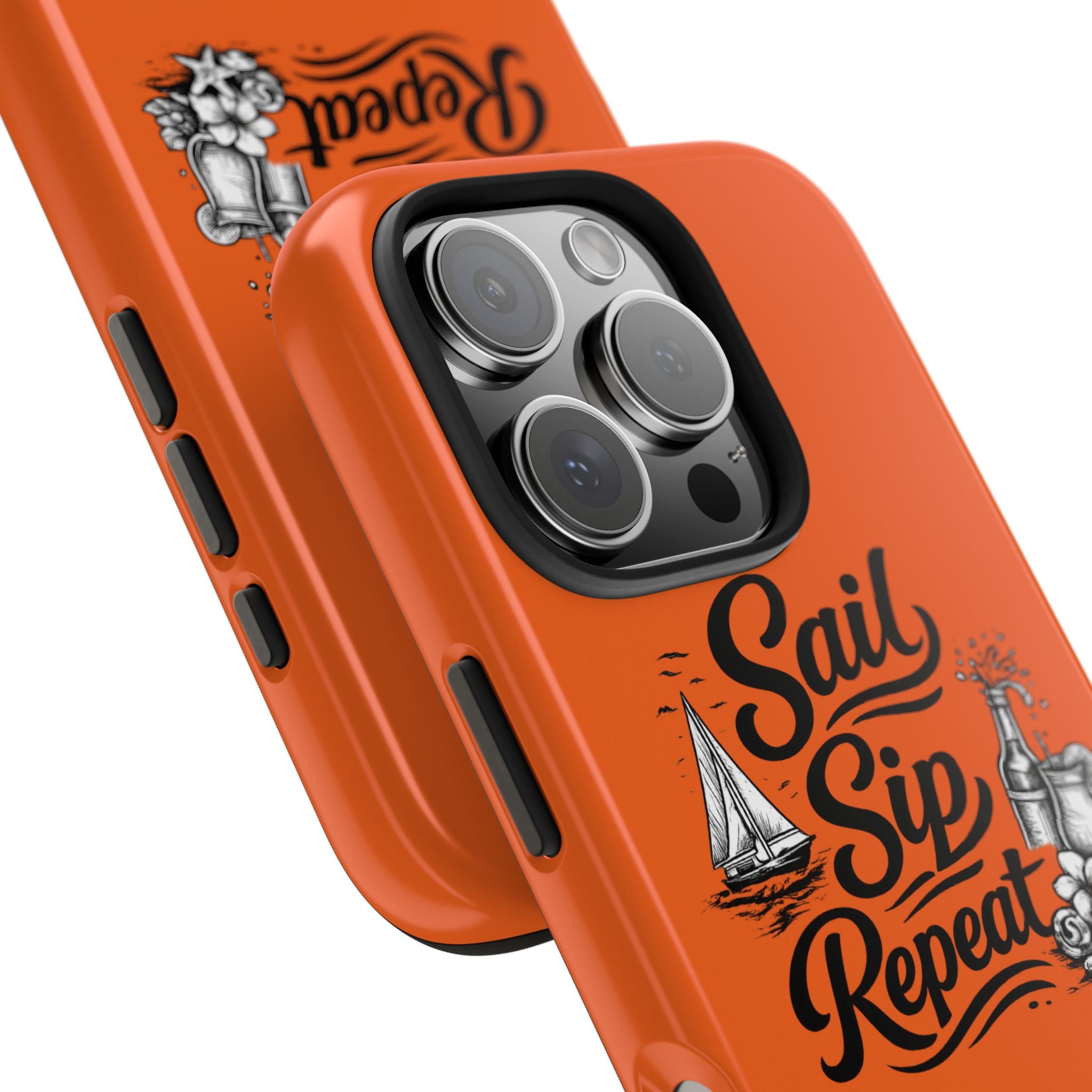 Sail Sip Repeat Tough Phone Case — Nautical Orange Protective Phone Cover