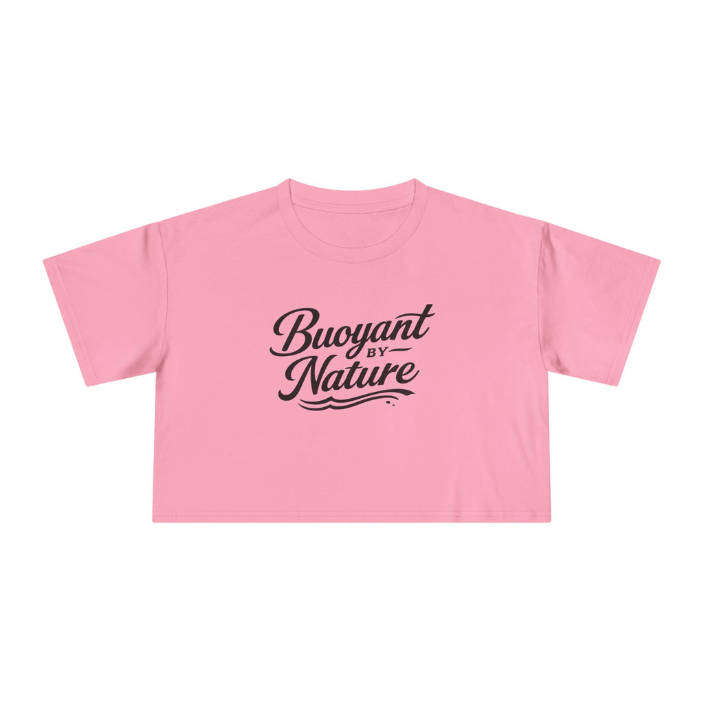 Buoyant By Nature Women's Crop Tee – Nautical Script Beach Shirt