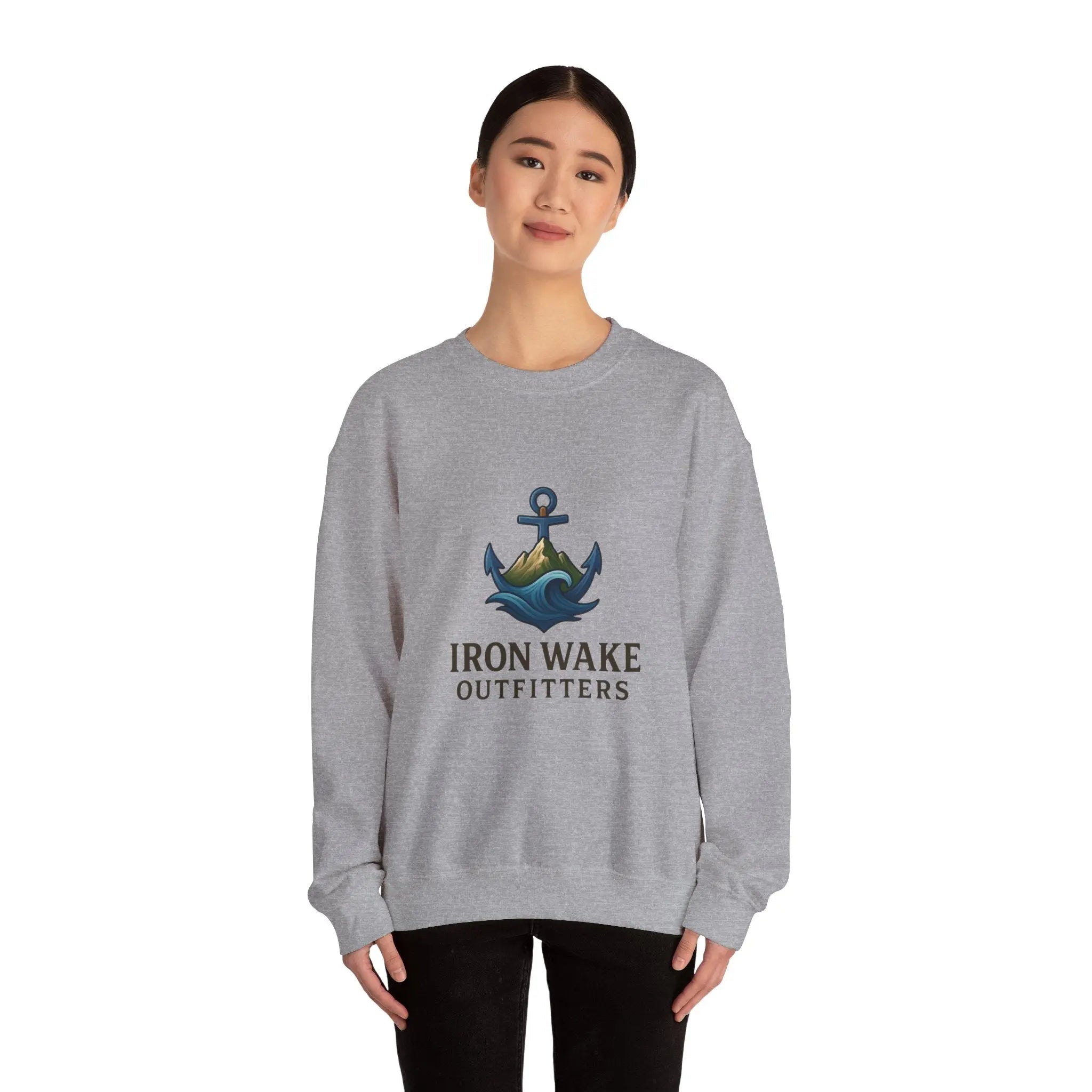 Crewneck Sweatshirt — Iron Wake Outfitters Anchor Logo Printify