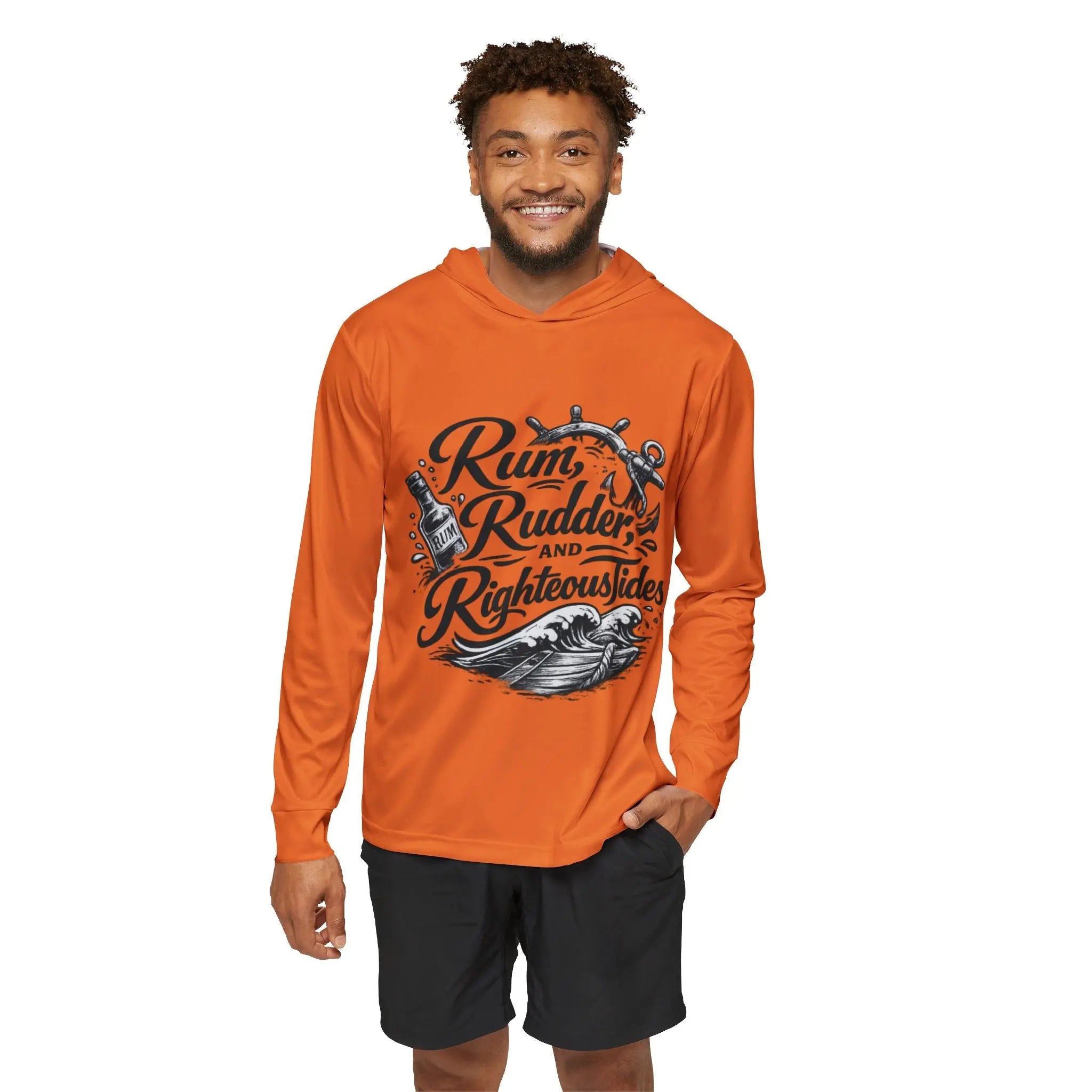 Rum, Rudder & Righteous Tides Hoodie — Nautical Crew Warmup Hoodie Printify