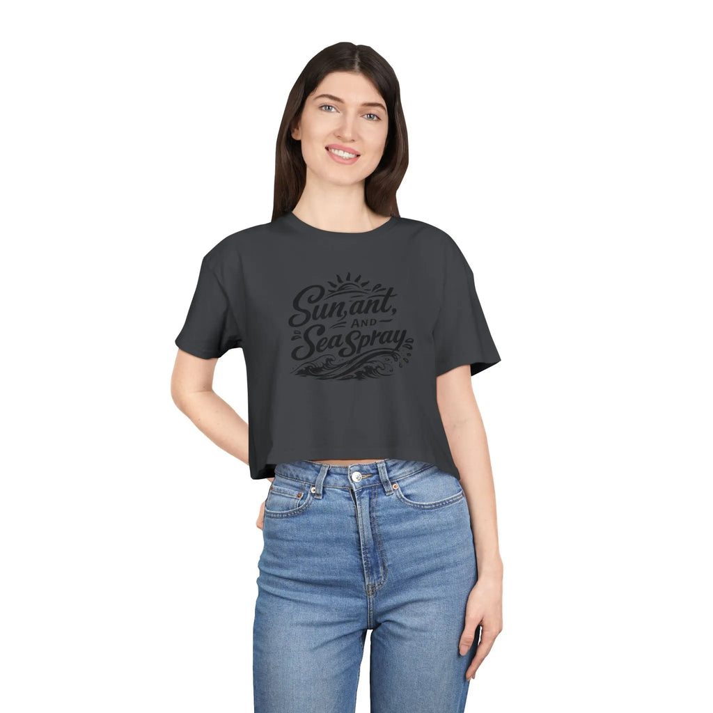 Crop Tee — "Sun, Salt, and Sea Spray" Beach Graphic Printify