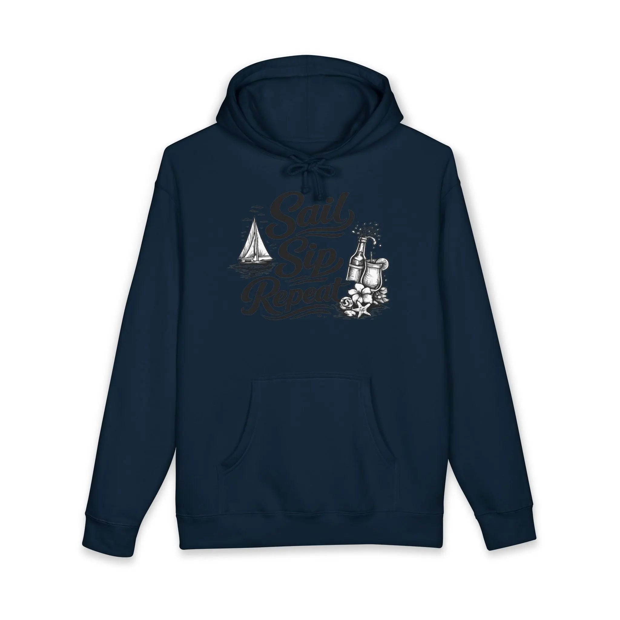 Sail Sip Repeat Hoodie — Nautical Sailing & Beer Graphic Sweatshirt Printify