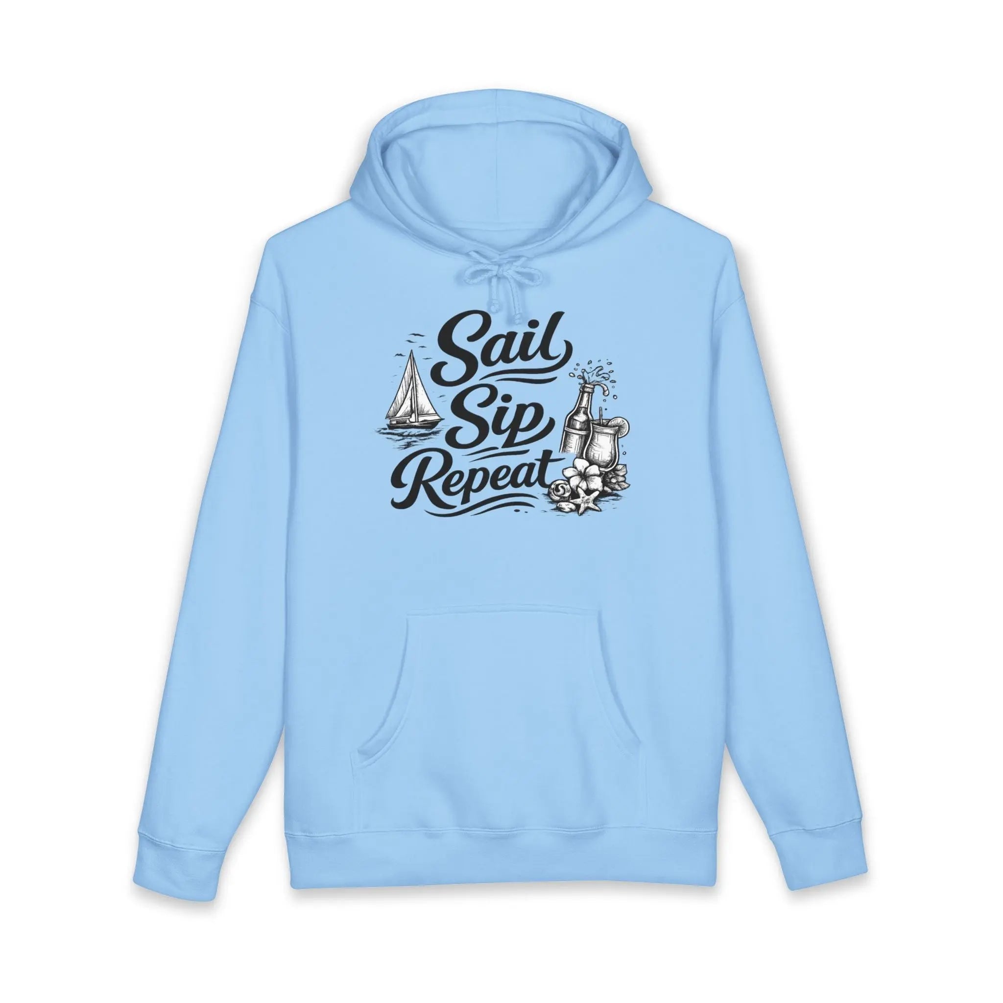 Sail Sip Repeat Hoodie — Nautical Sailing & Beer Graphic Sweatshirt Printify