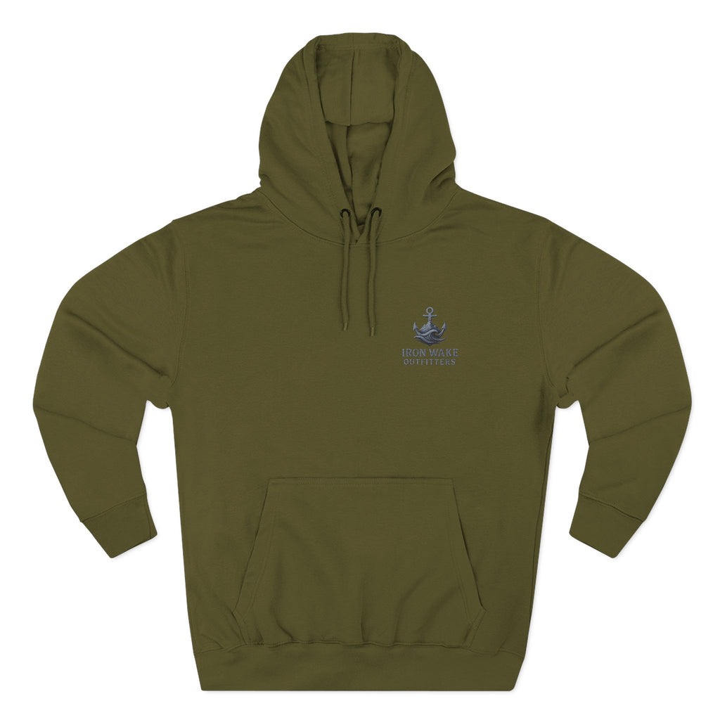 Nautical Anchor Logo Hoodie — Iron Wake Outfitters Chest Emblem
