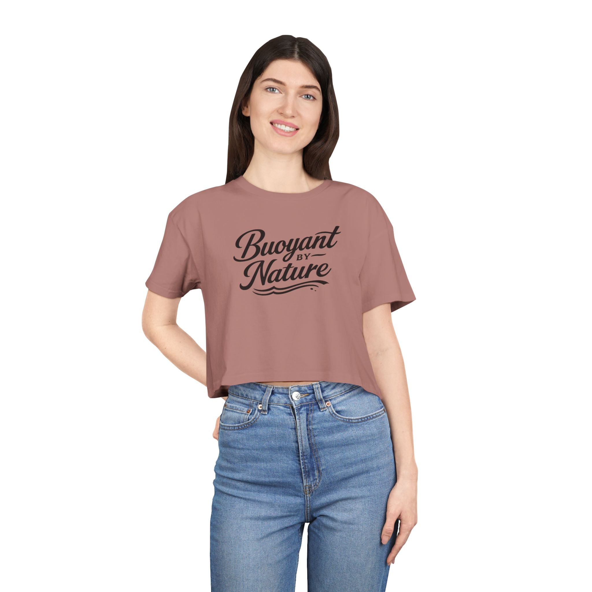 Buoyant By Nature Women's Crop Tee – Nautical Script Beach Shirt