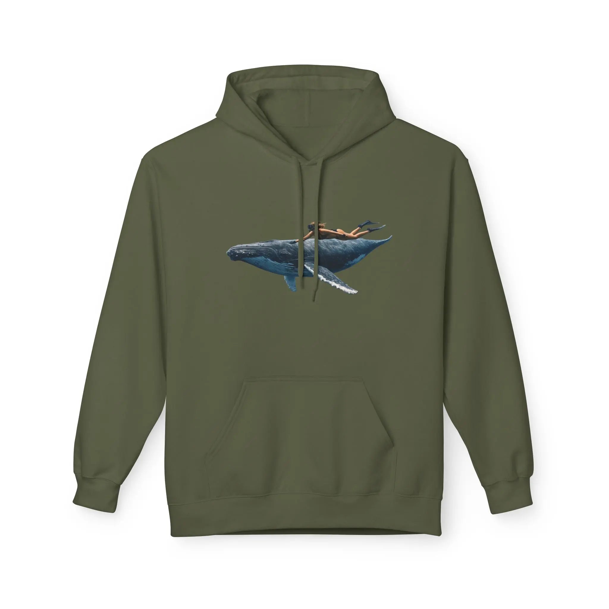 Whale Rider Hoodie — Surreal Ocean Art Pullover for Beach Lovers Printify