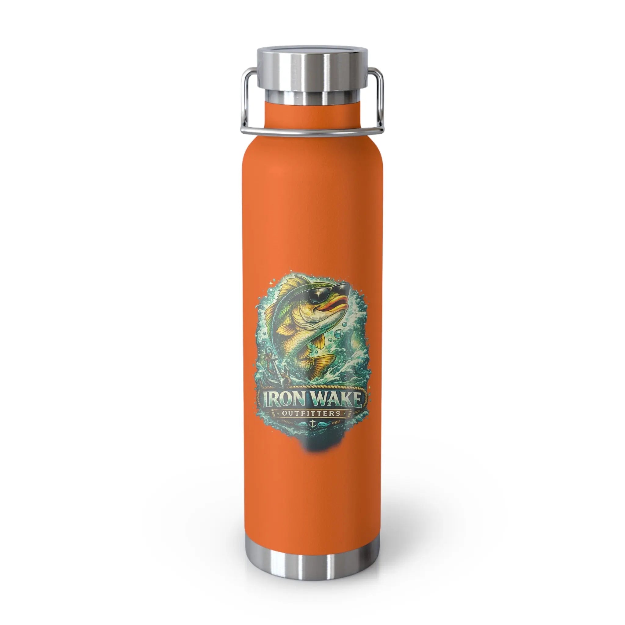 22oz Copper Vacuum Insulated Water Bottle — Fishing Bass Adventure Design Printify