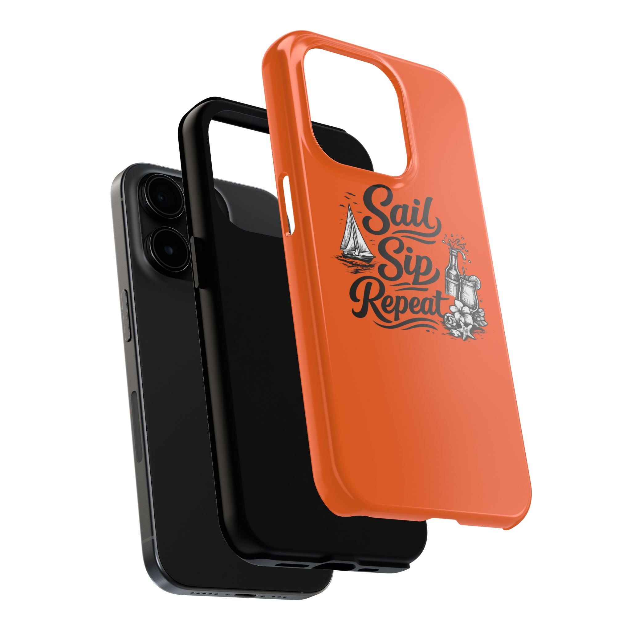 Sail Sip Repeat Tough Phone Case — Nautical Orange Protective Phone Cover