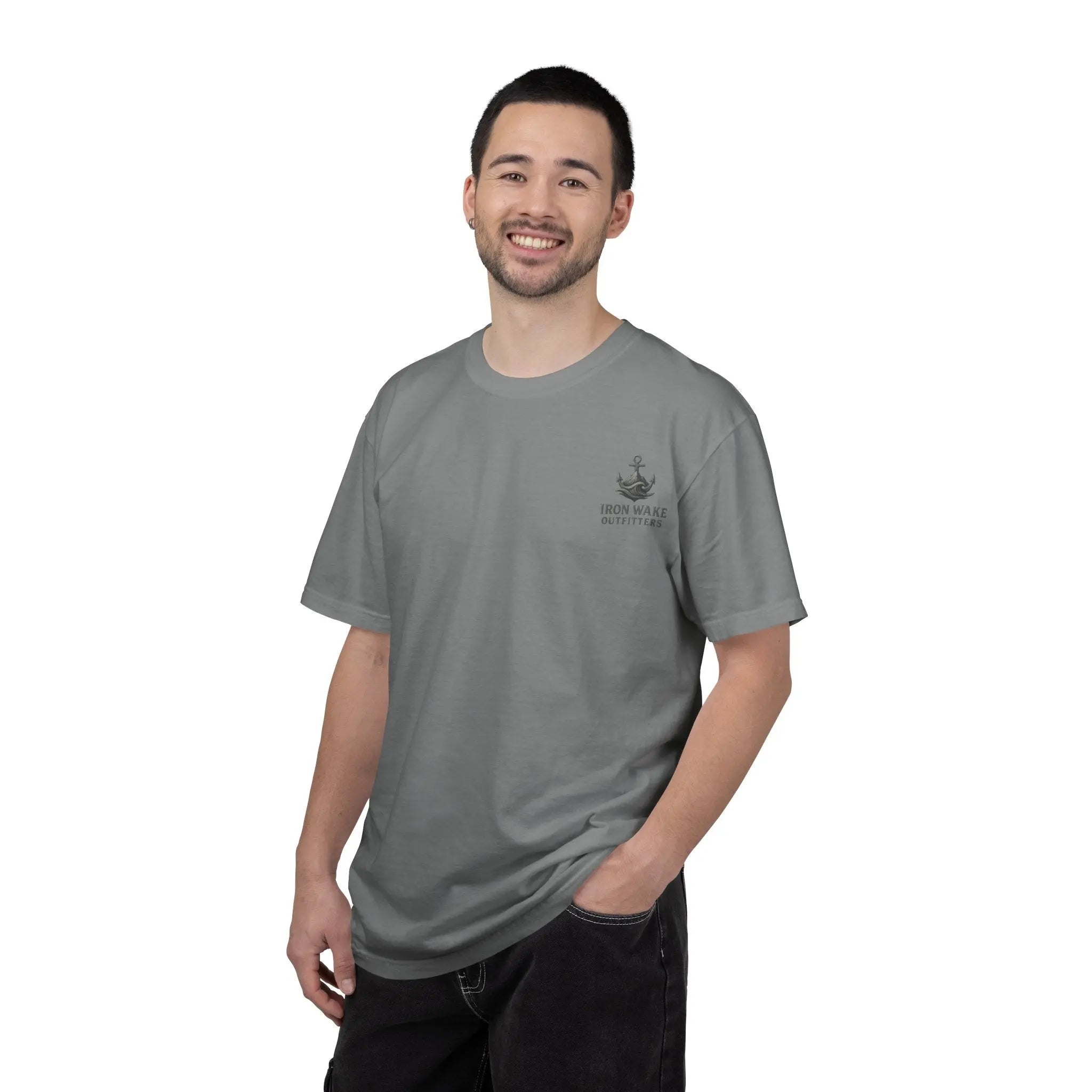 Anchor Logo T-Shirt — Iron Wake Outfitters Chest & Back Graphic Printify