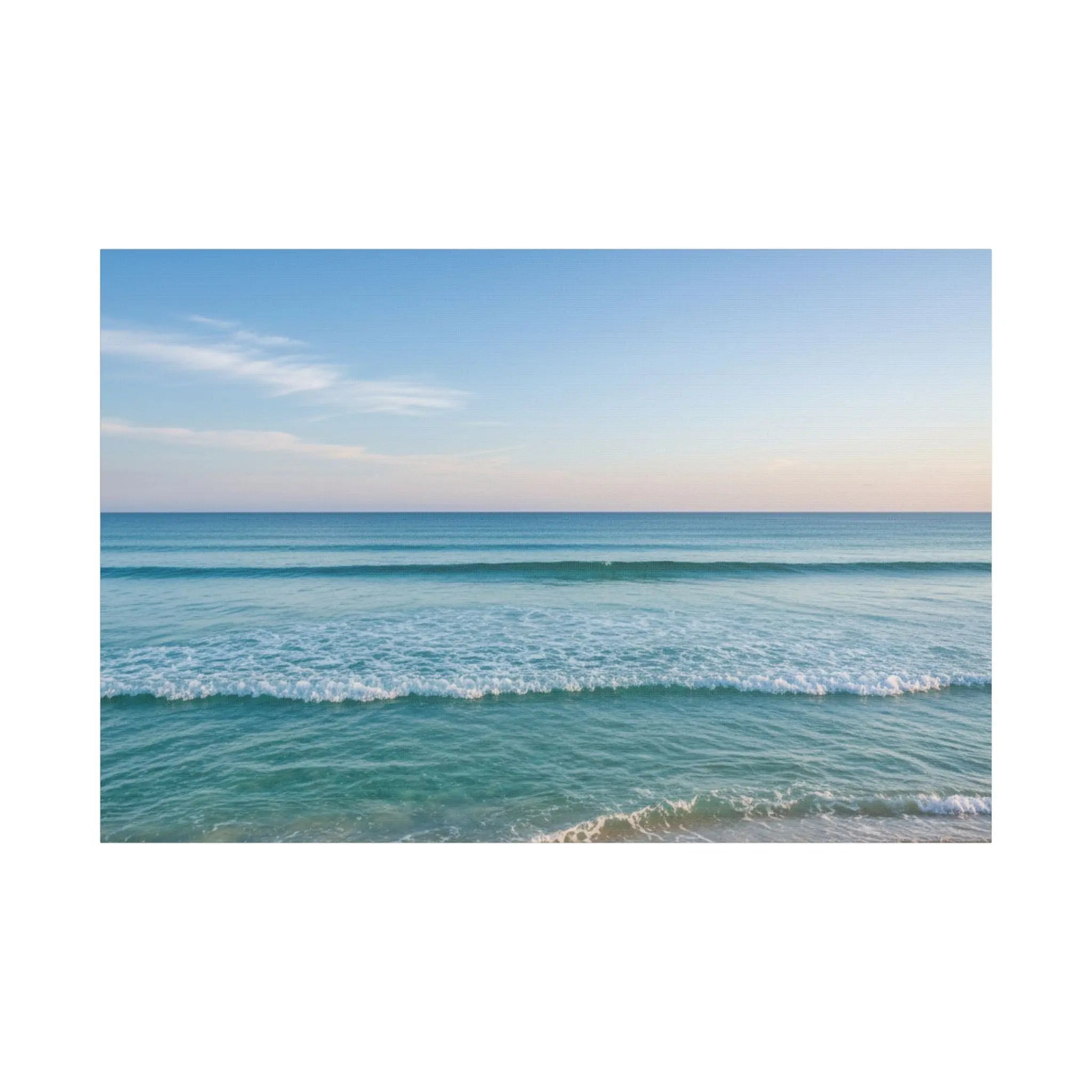 Ocean Waves Satin Canvas Print — Stretched Coastal Wall Art Printify