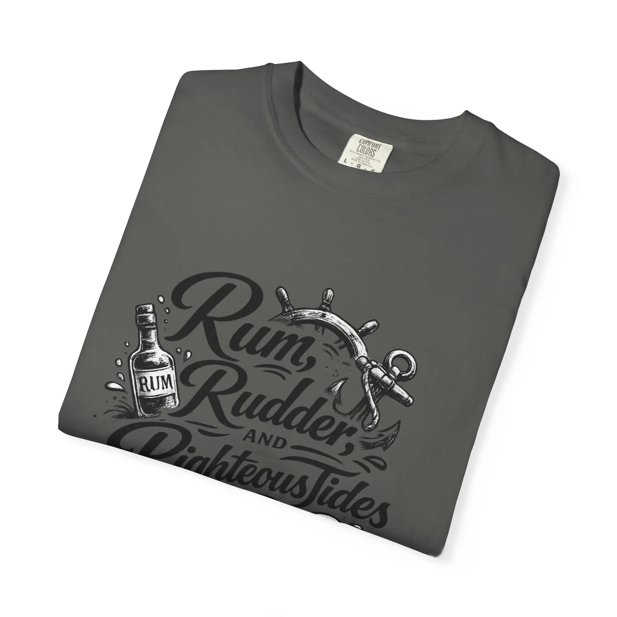 Rum, Rudder & Righteous T-Shirt — Nautical Anchor Sailing Tee Printify