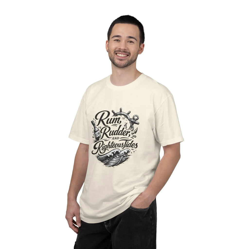 Rum, Rudder & Righteous T-Shirt — Nautical Anchor Sailing Tee Printify
