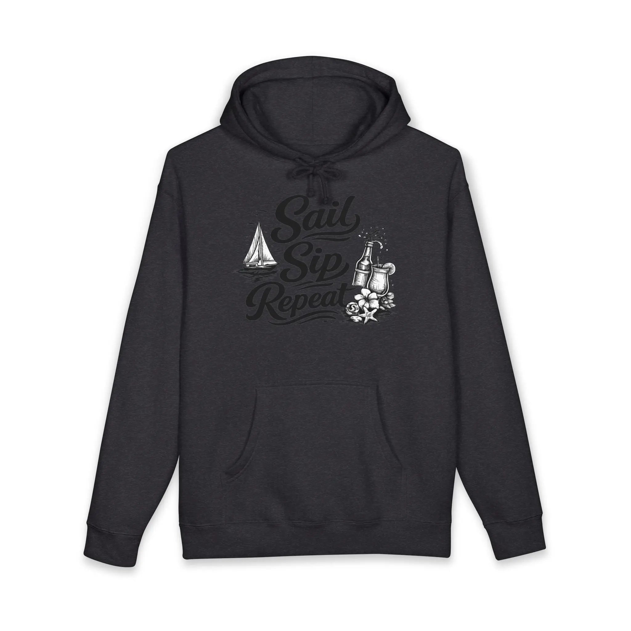 Sail Sip Repeat Hoodie — Nautical Sailing & Beer Graphic Sweatshirt Printify
