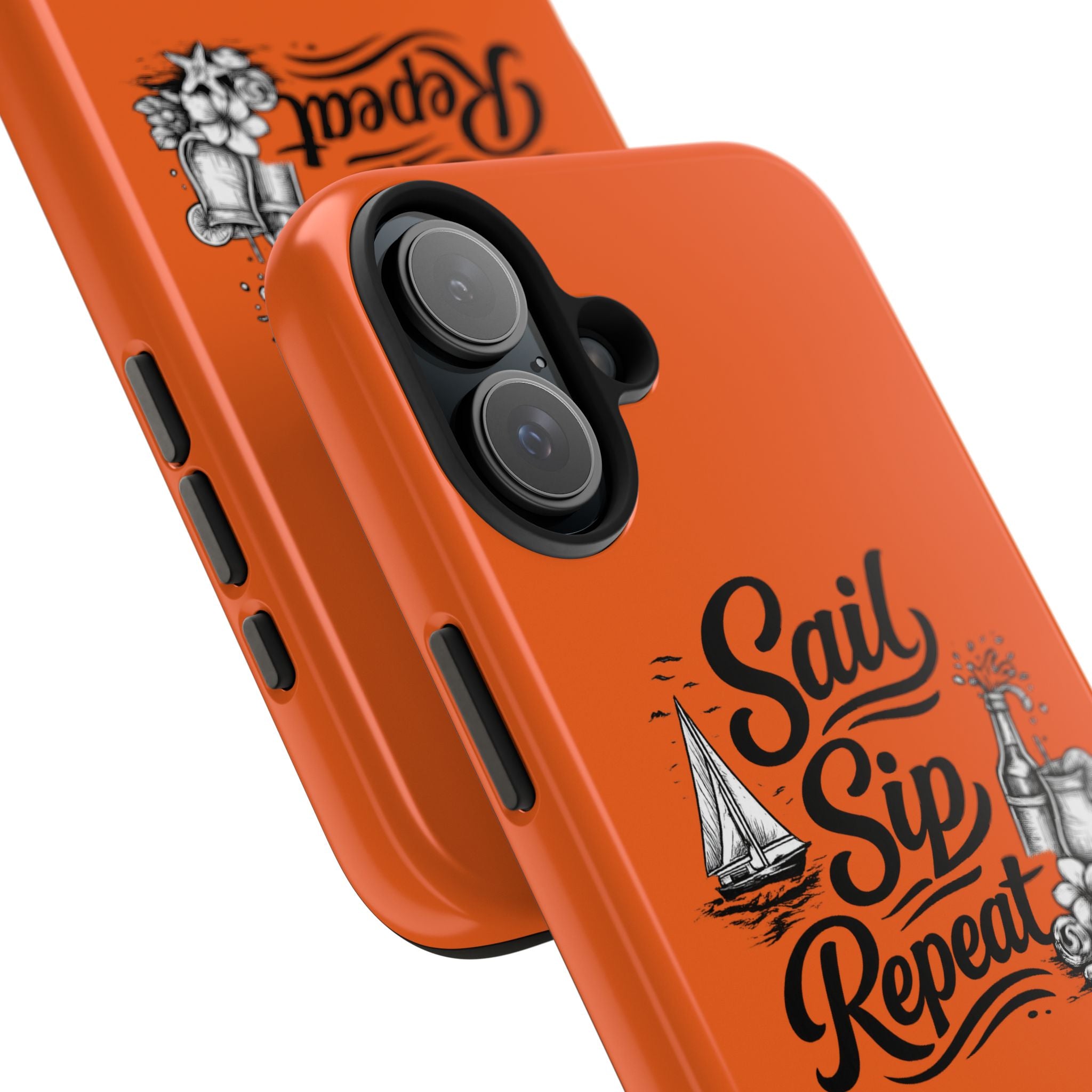 Sail Sip Repeat Tough Phone Case — Nautical Orange Protective Phone Cover