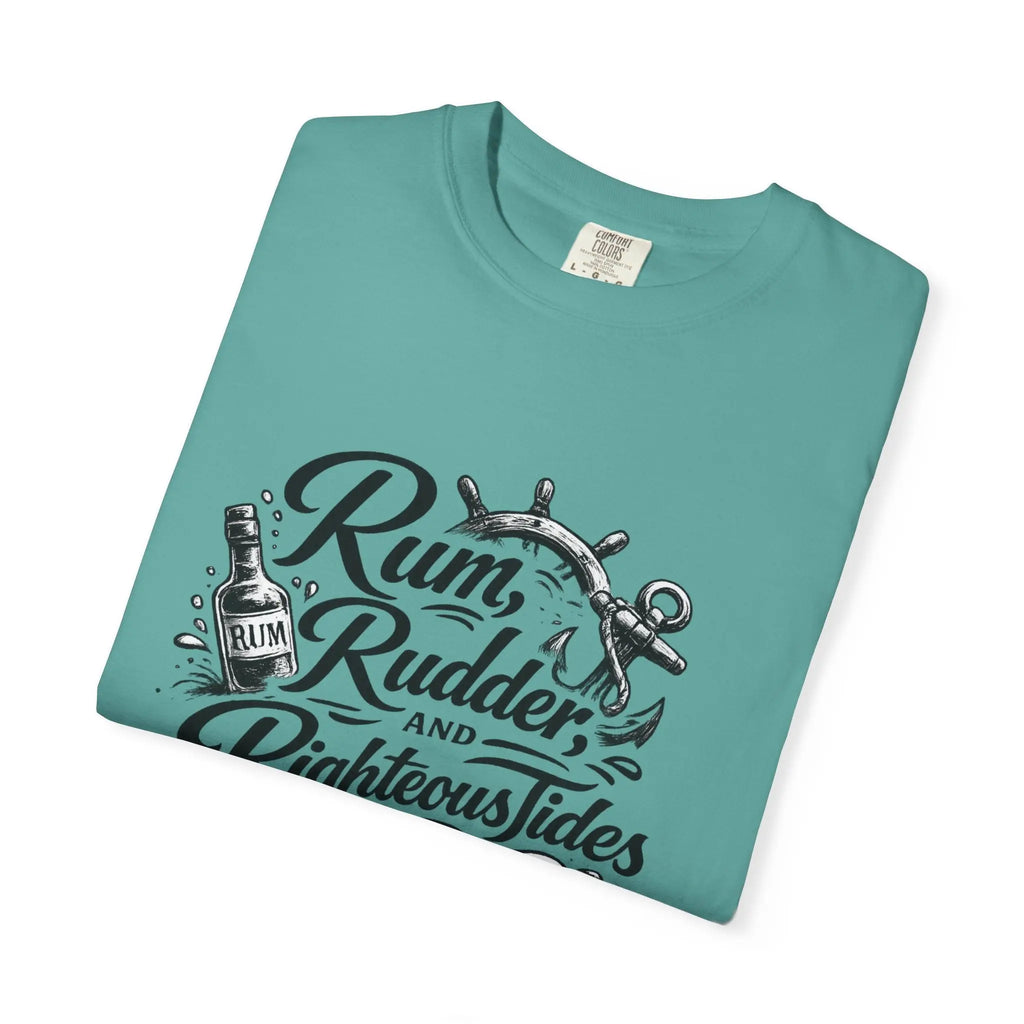 Rum, Rudder & Righteous T-Shirt — Nautical Anchor Sailing Tee Printify