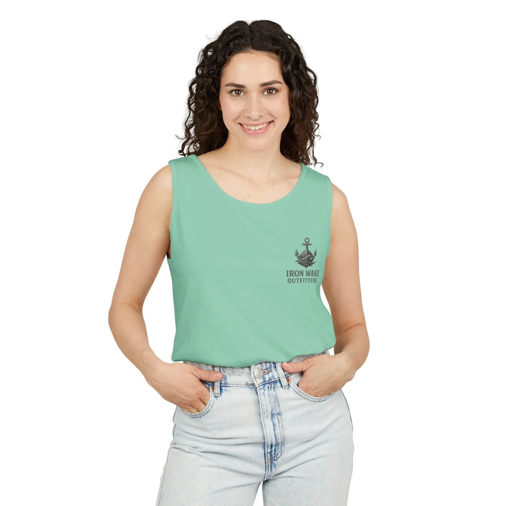 Iron Wake Outfitters Anchor & Surfer Tank Top Printify