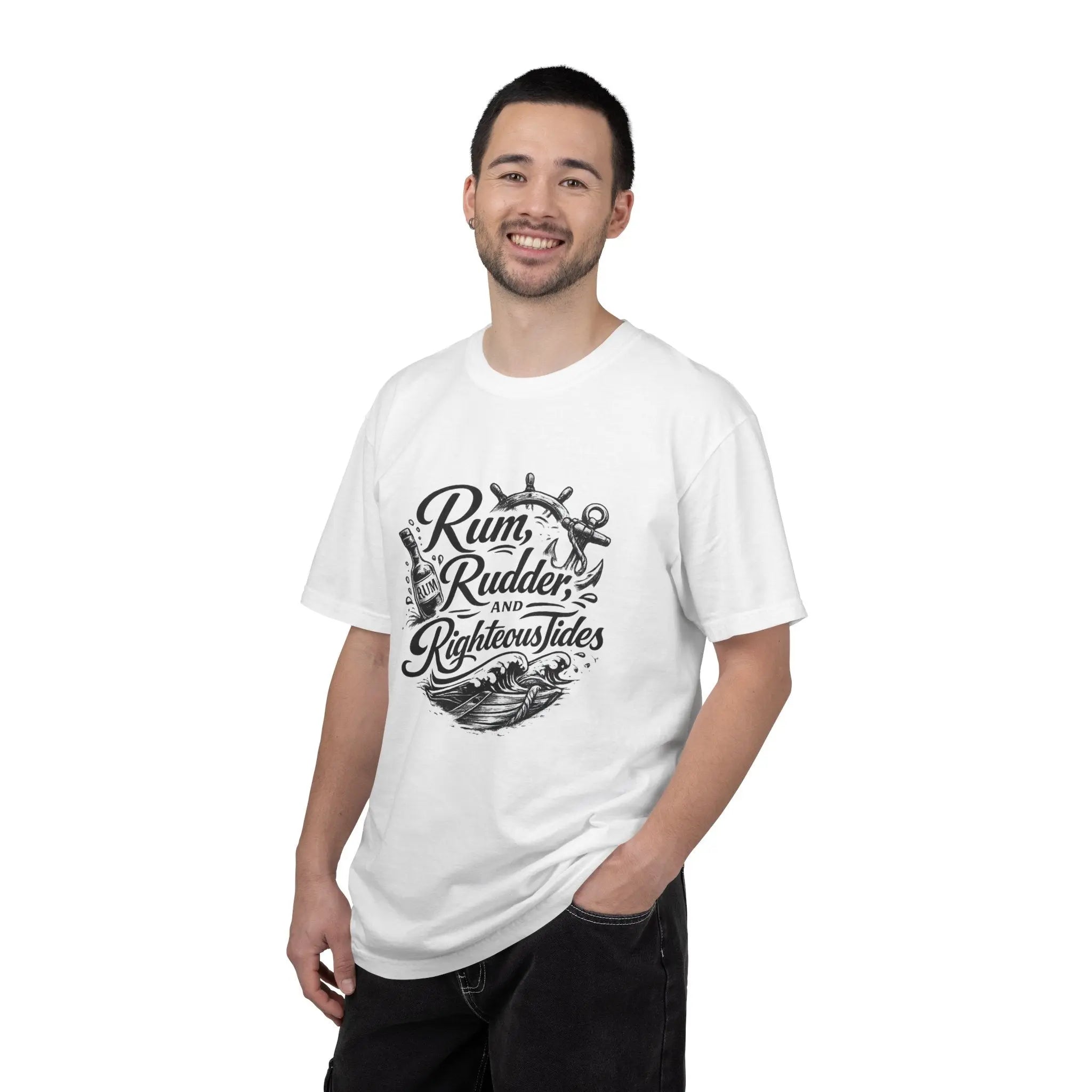Rum, Rudder & Righteous T-Shirt — Nautical Anchor Sailing Tee Printify