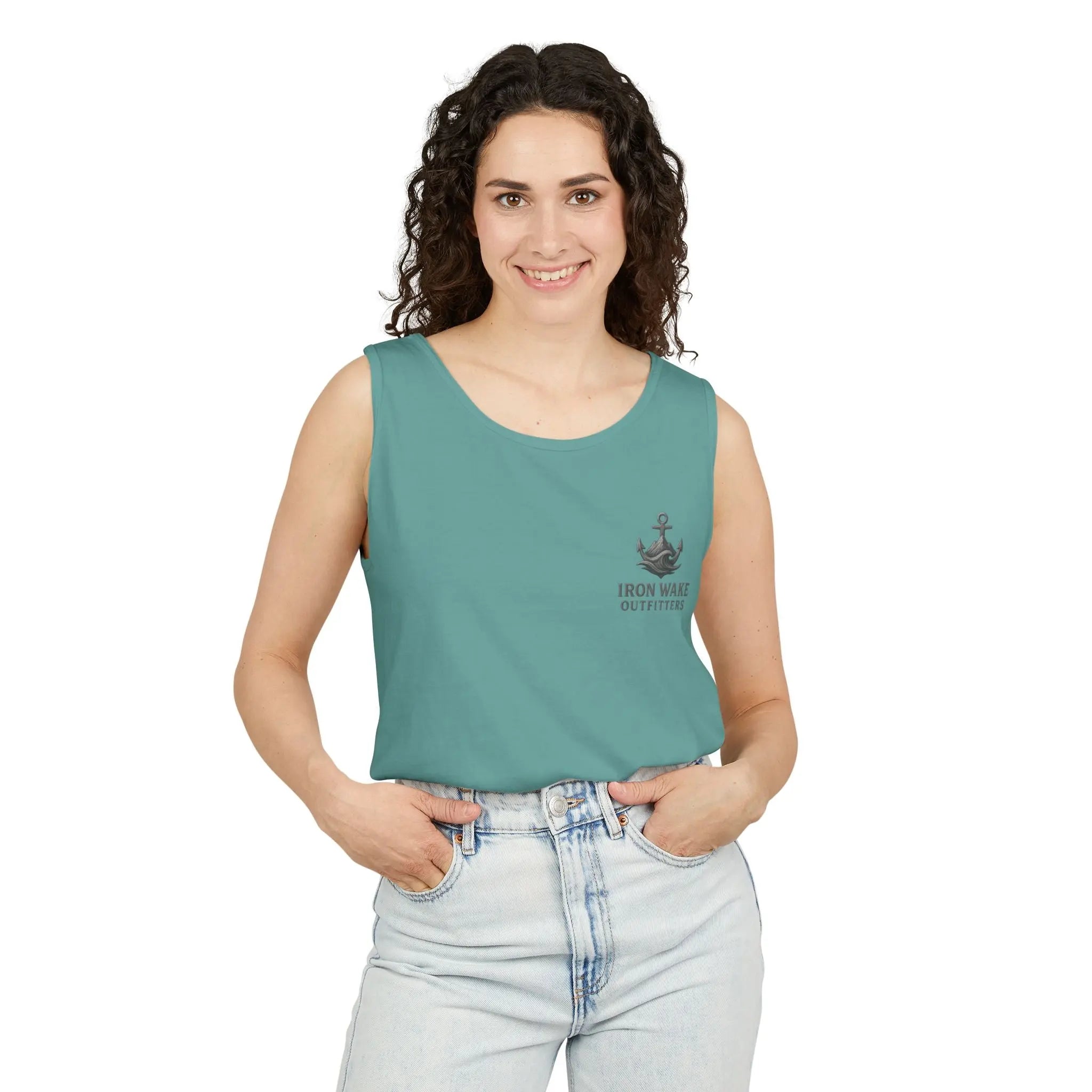 Iron Wake Outfitters Anchor & Surfer Tank Top Printify