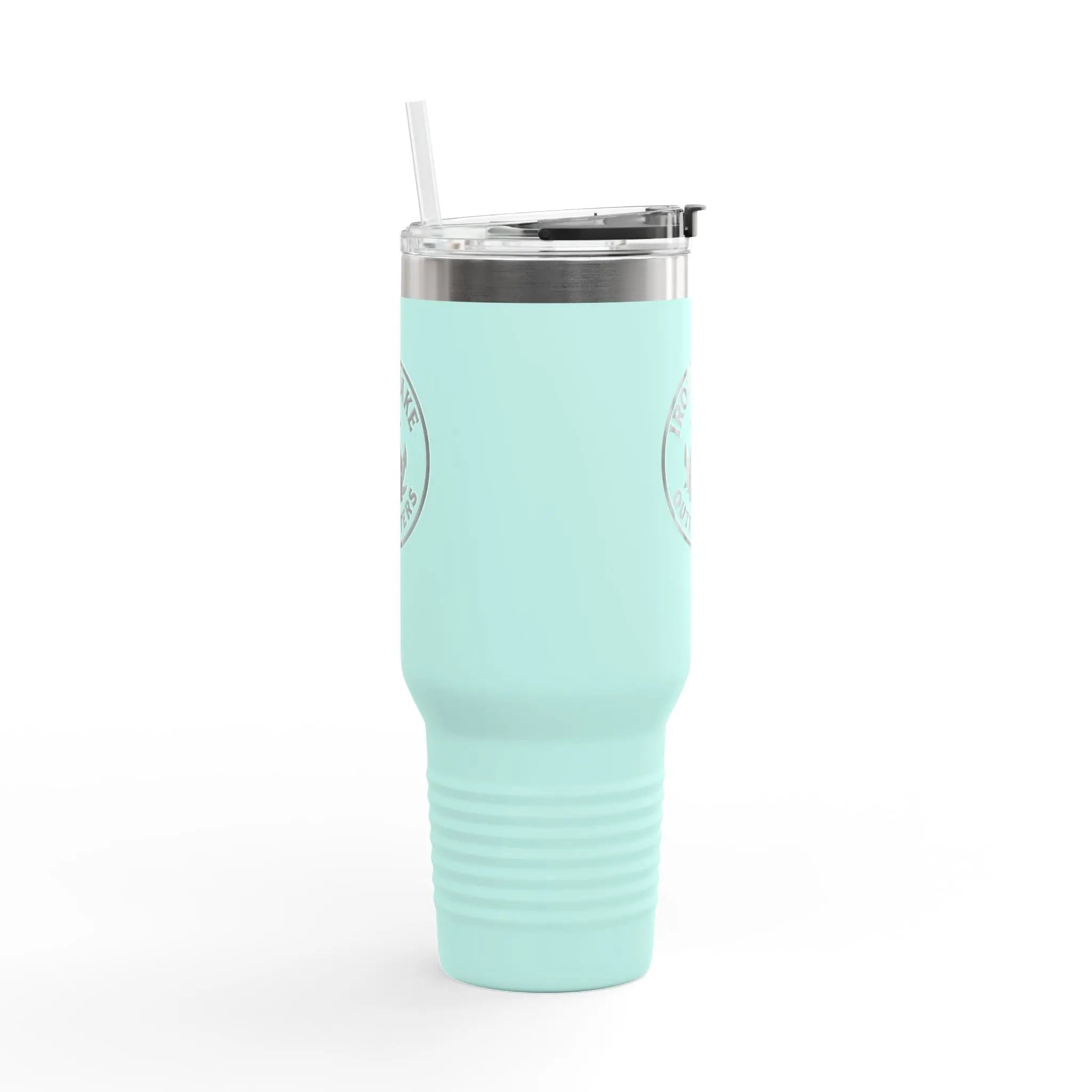 40oz Insulated Travel Mug — Iron Wake Outfitters Anchor Logo, Stainless Steel Tumbler with Straw & Handle Printify