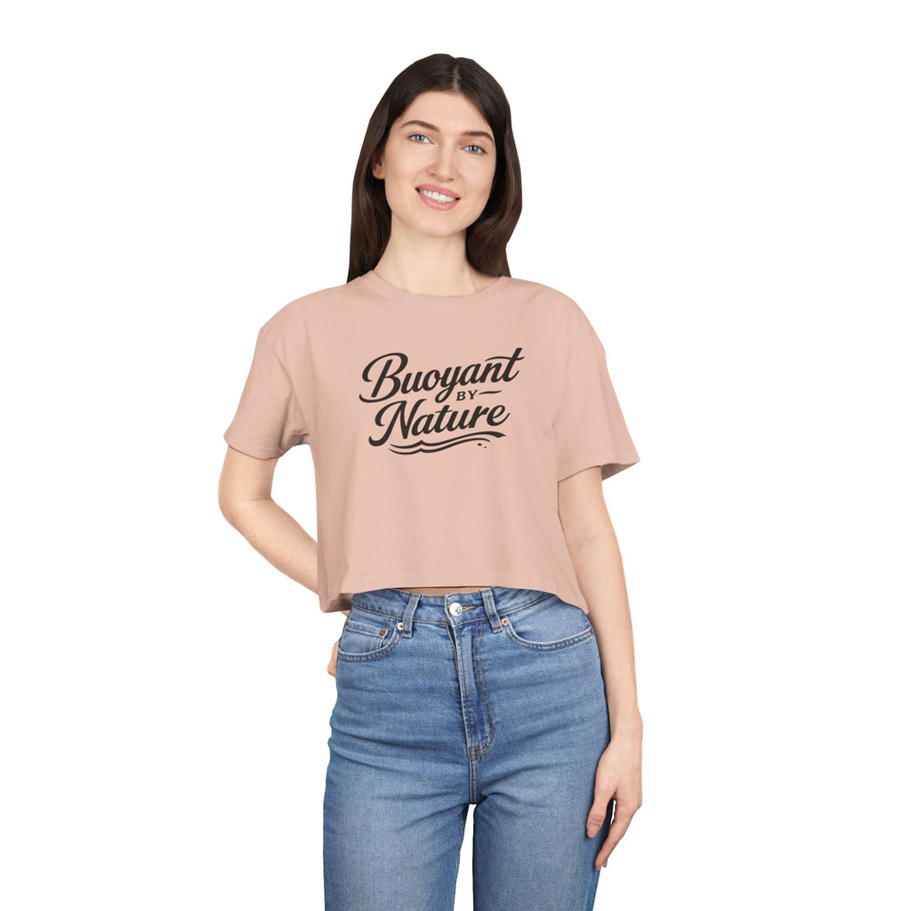 Buoyant By Nature Women's Crop Tee – Nautical Script Beach Shirt