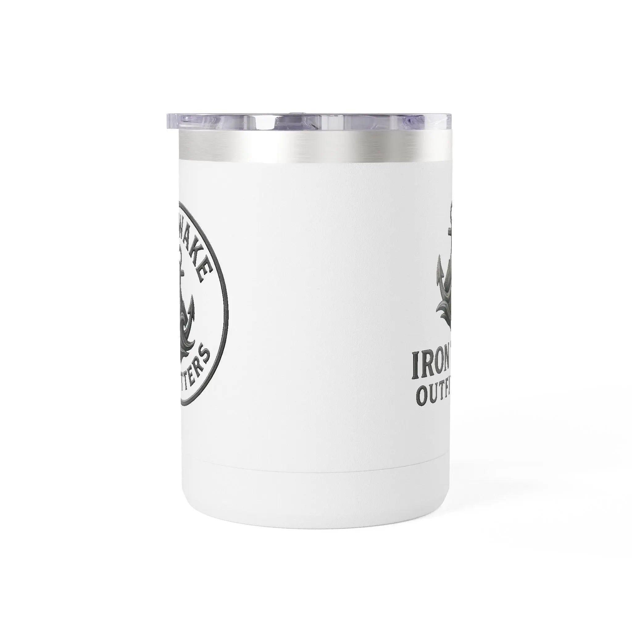 15oz Travel Mug Tumbler — "Iron Wake Outfitters" Anchor Coffee Tumbler Printify