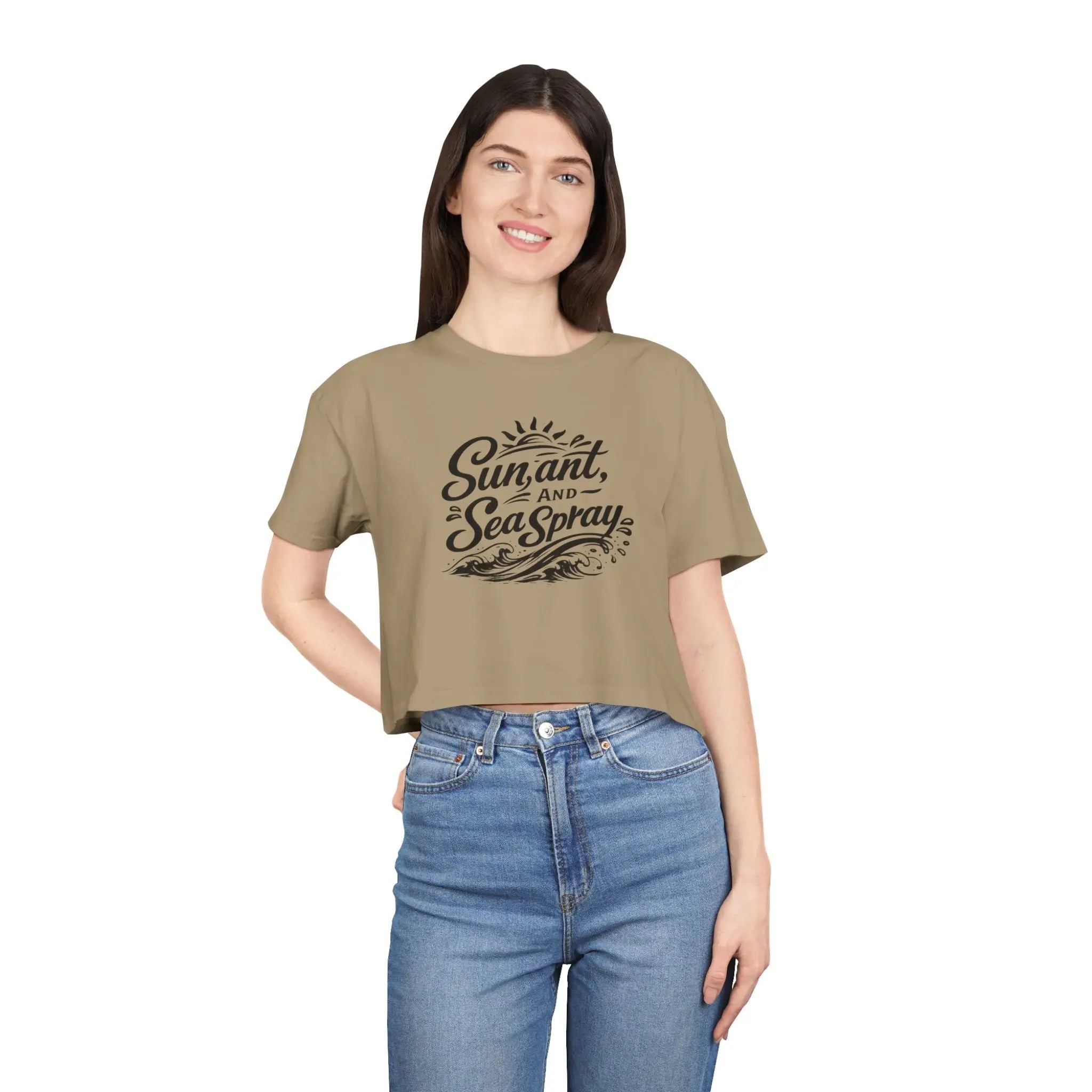 Crop Tee — "Sun, Salt, and Sea Spray" Beach Graphic Printify