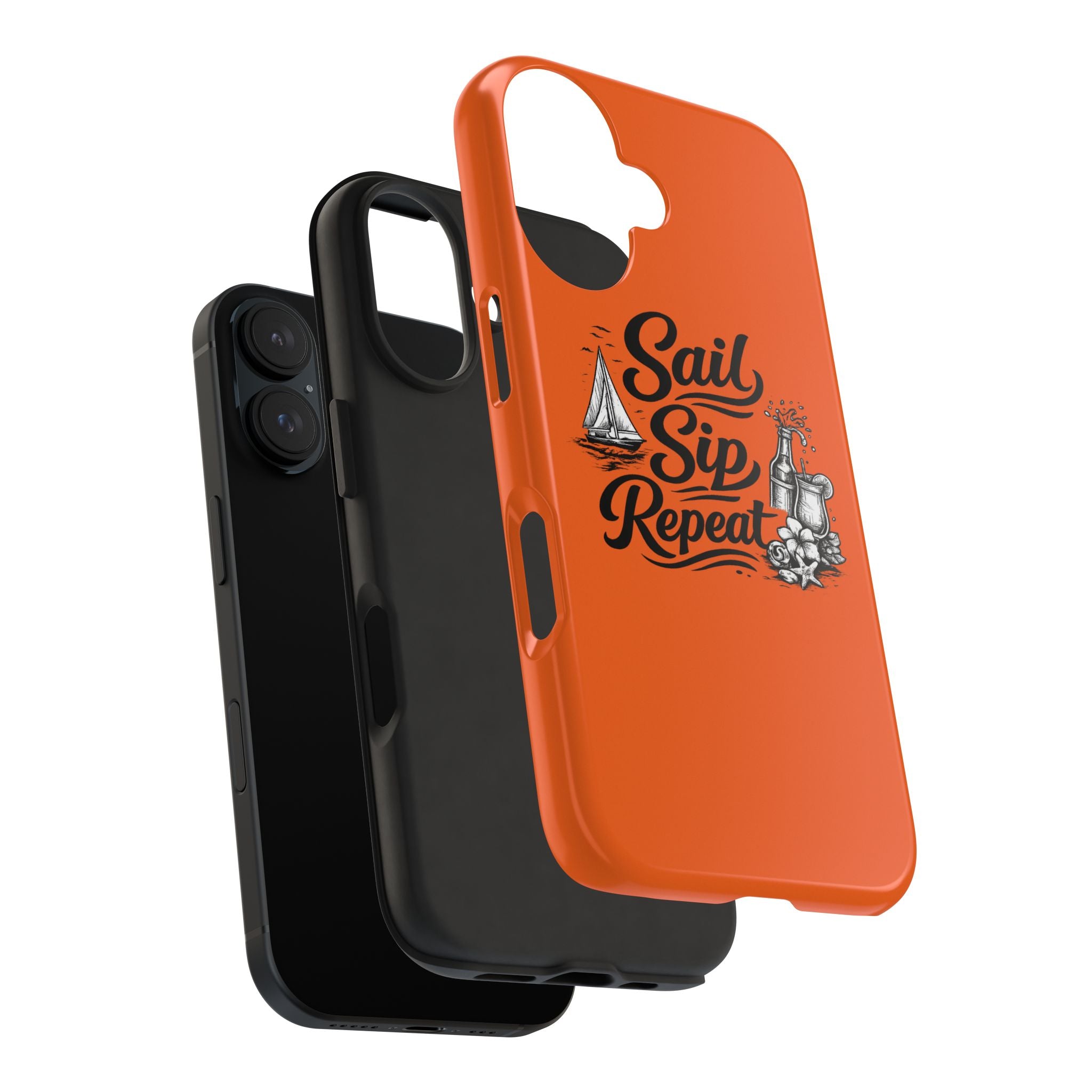 Sail Sip Repeat Tough Phone Case — Nautical Orange Protective Phone Cover