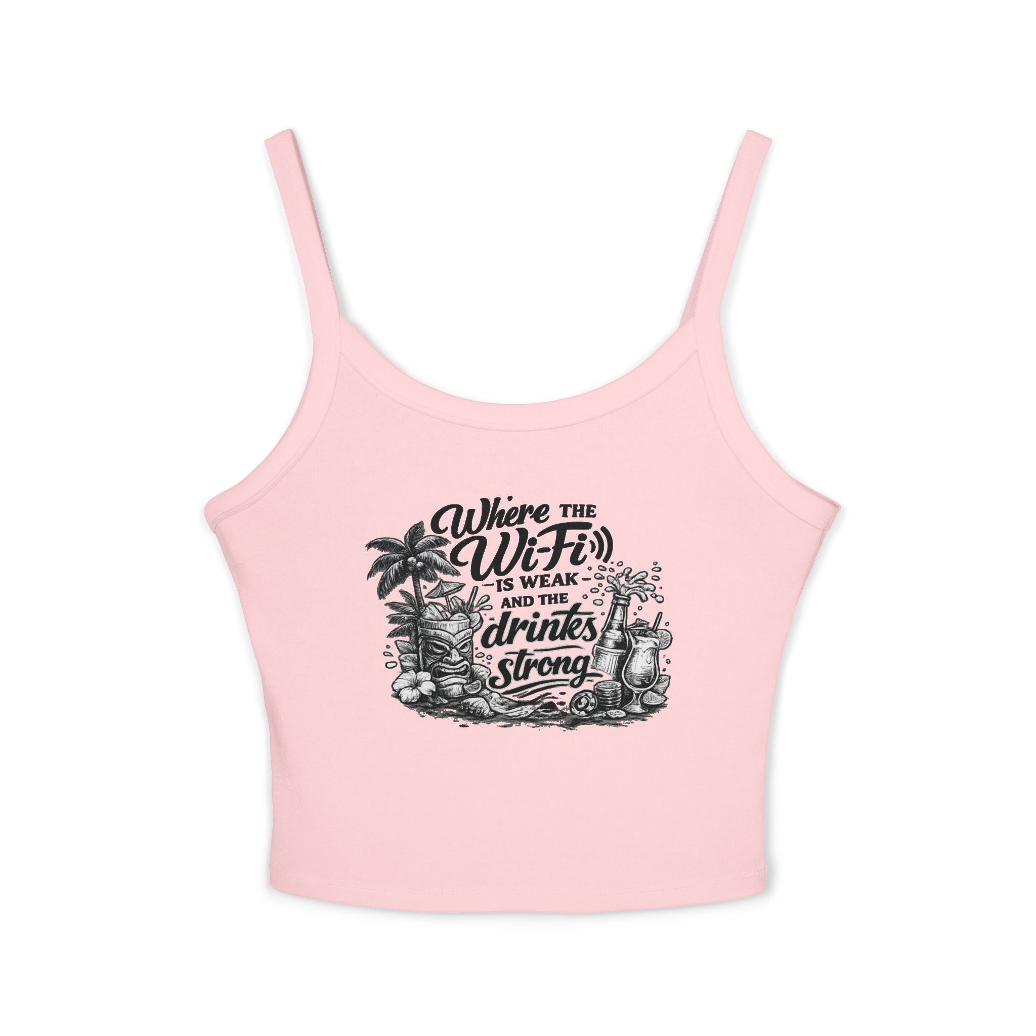 Spaghetti Tank Top – "Wine Wife" Tropical Drinks Graphic