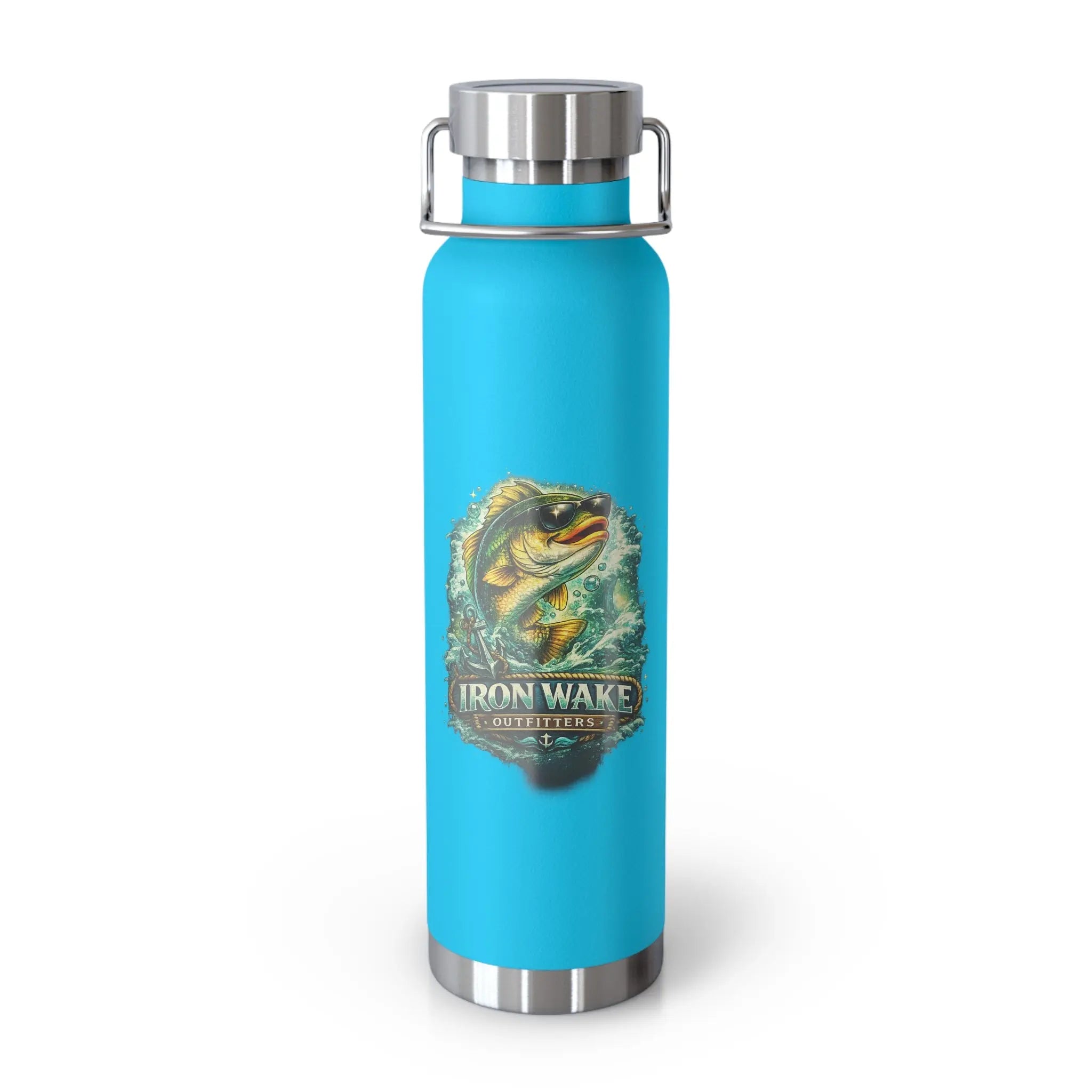 22oz Copper Vacuum Insulated Water Bottle — Fishing Bass Adventure Design Printify