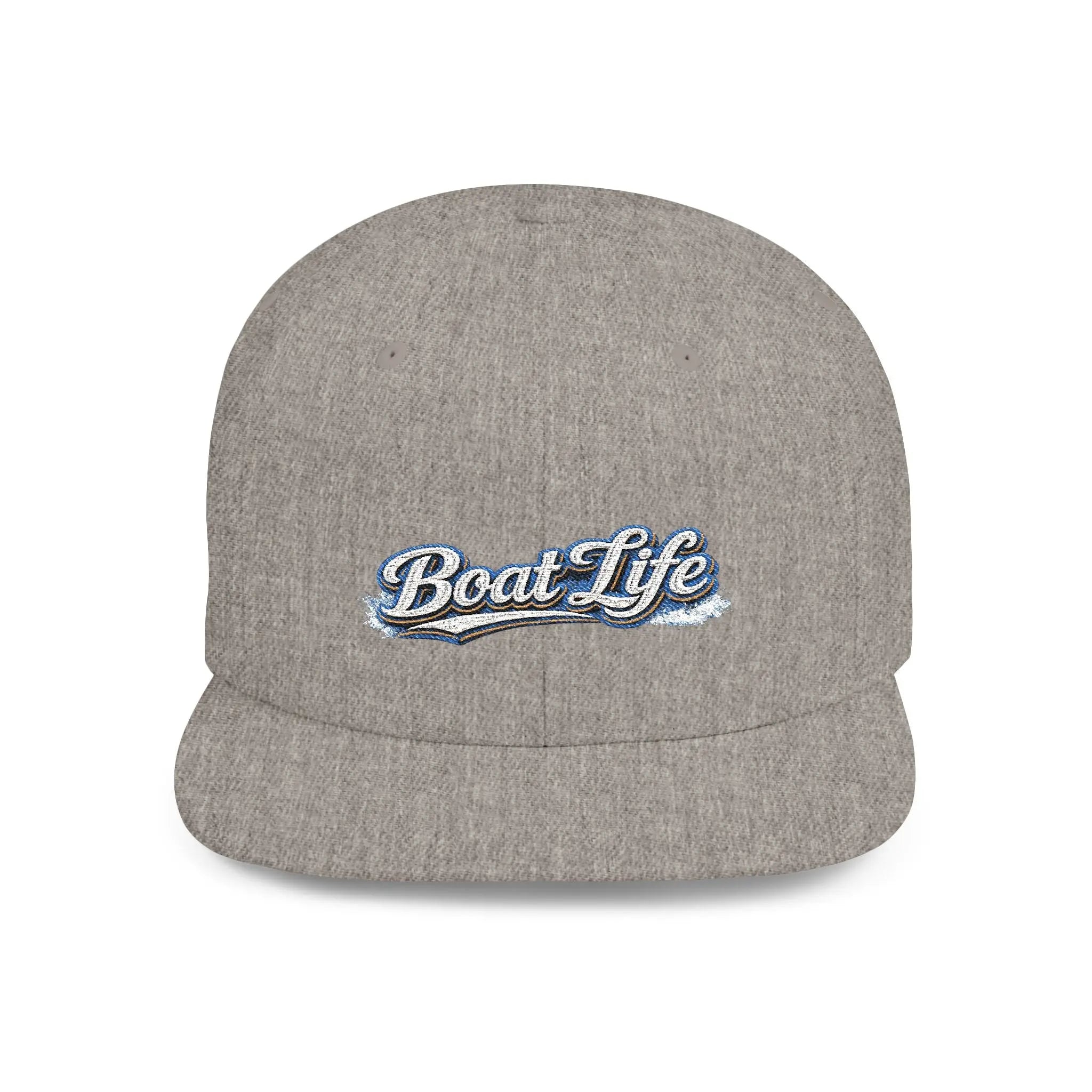 Boat Life Flat Bill Snapback Hat — Embroidered Nautical Baseball Cap for Boaters Printify