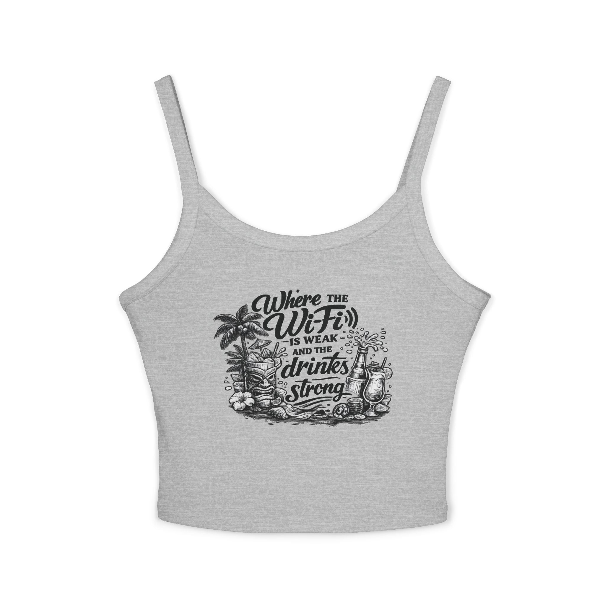 Spaghetti Tank Top – "Wine Wife" Tropical Drinks Graphic