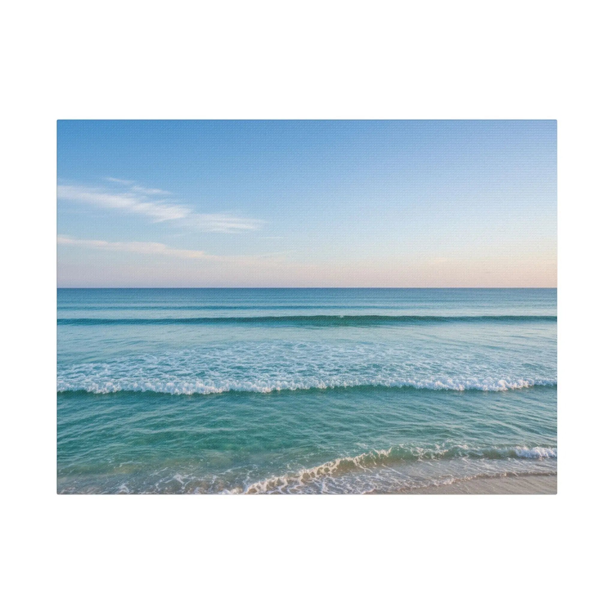 Ocean Waves Satin Canvas Print — Stretched Coastal Wall Art Printify