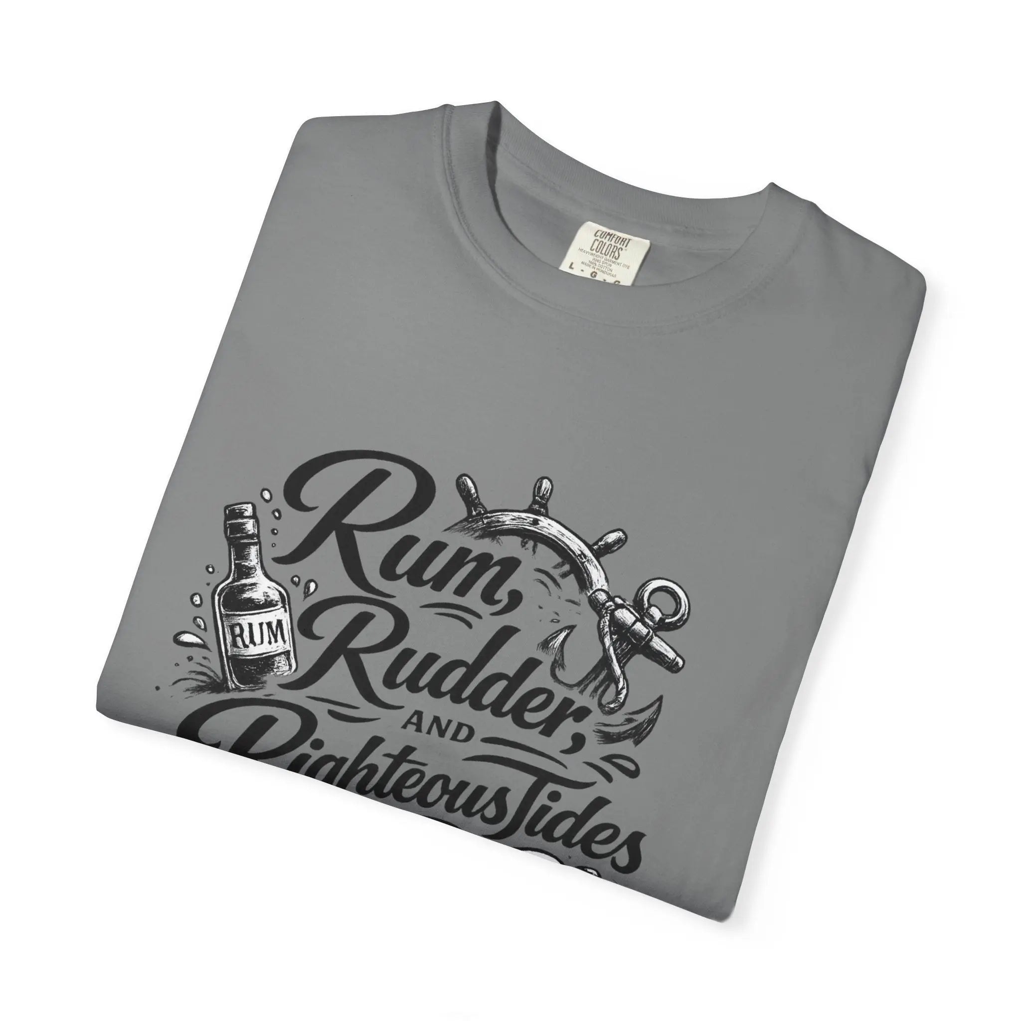 Rum, Rudder & Righteous T-Shirt — Nautical Anchor Sailing Tee Printify