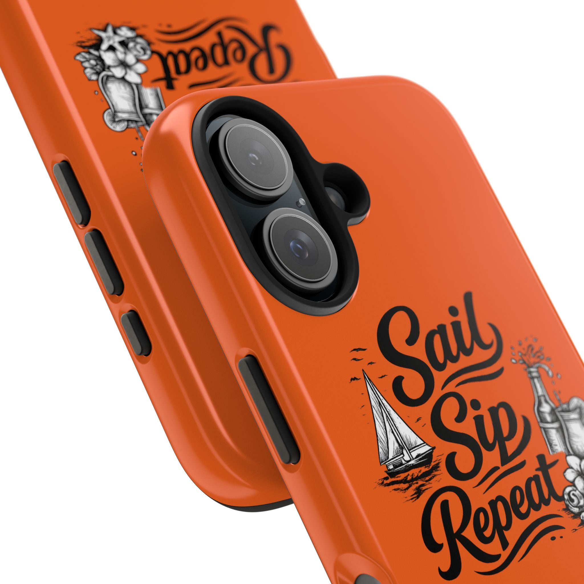 Sail Sip Repeat Tough Phone Case — Nautical Orange Protective Phone Cover