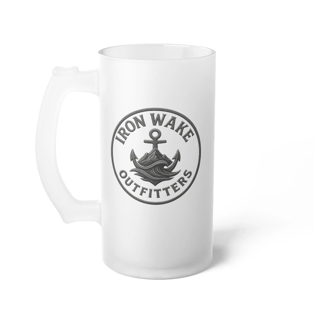 Frosted Glass Beer Mug — Trout Fishing Logo Pint for Anglers Printify
