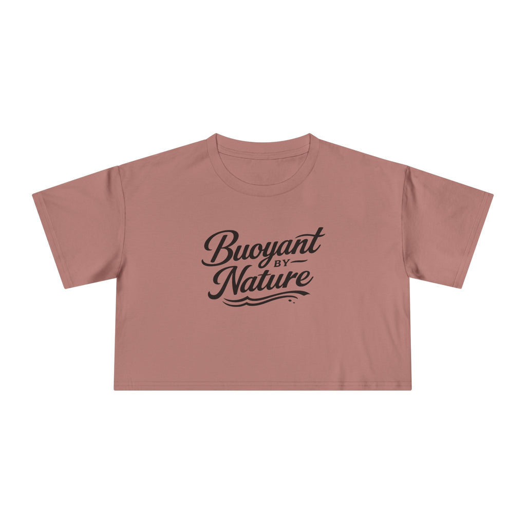 Buoyant By Nature Women's Crop Tee – Nautical Script Beach Shirt