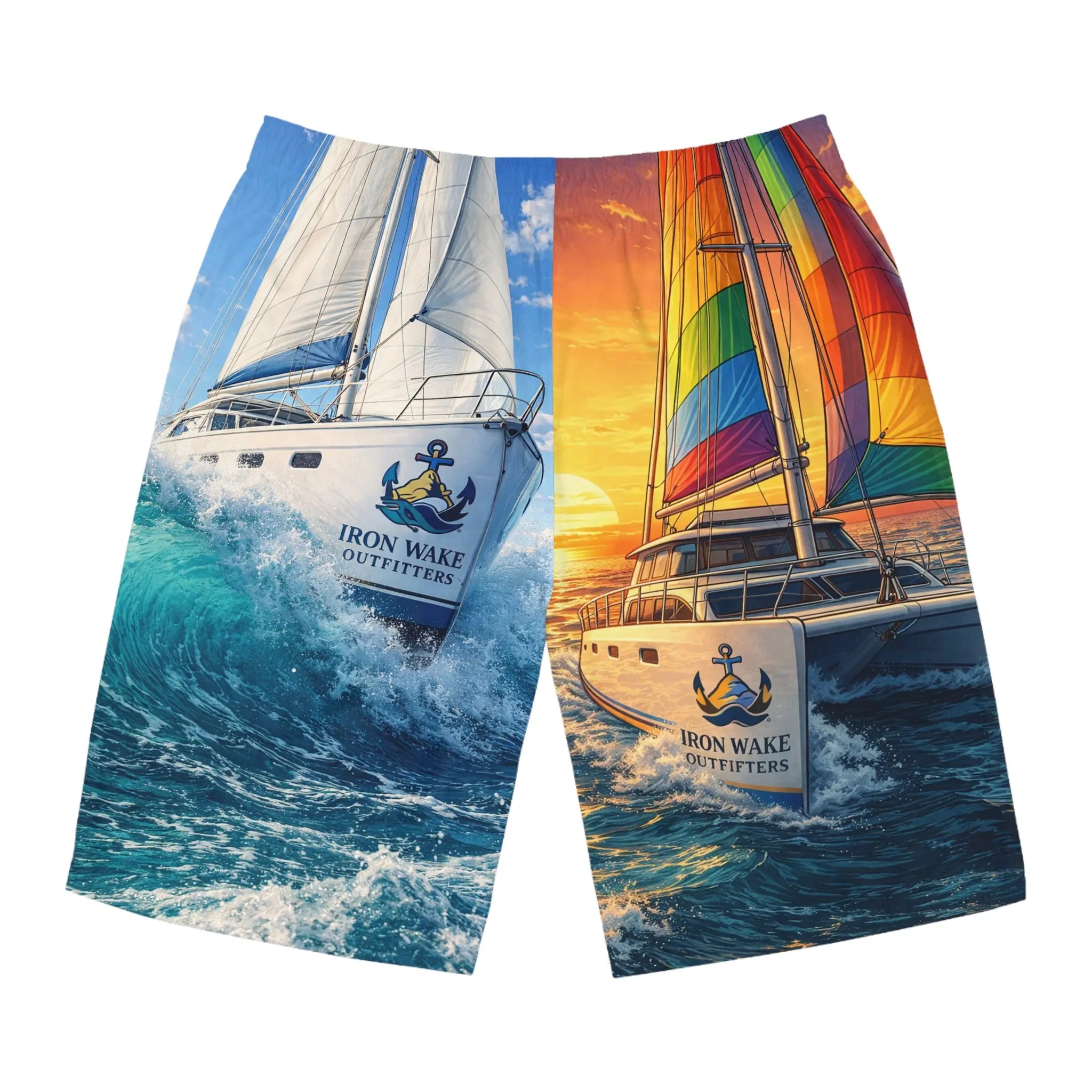 Board Shorts — Tropical Sail & Sunset All-Over Print Printify