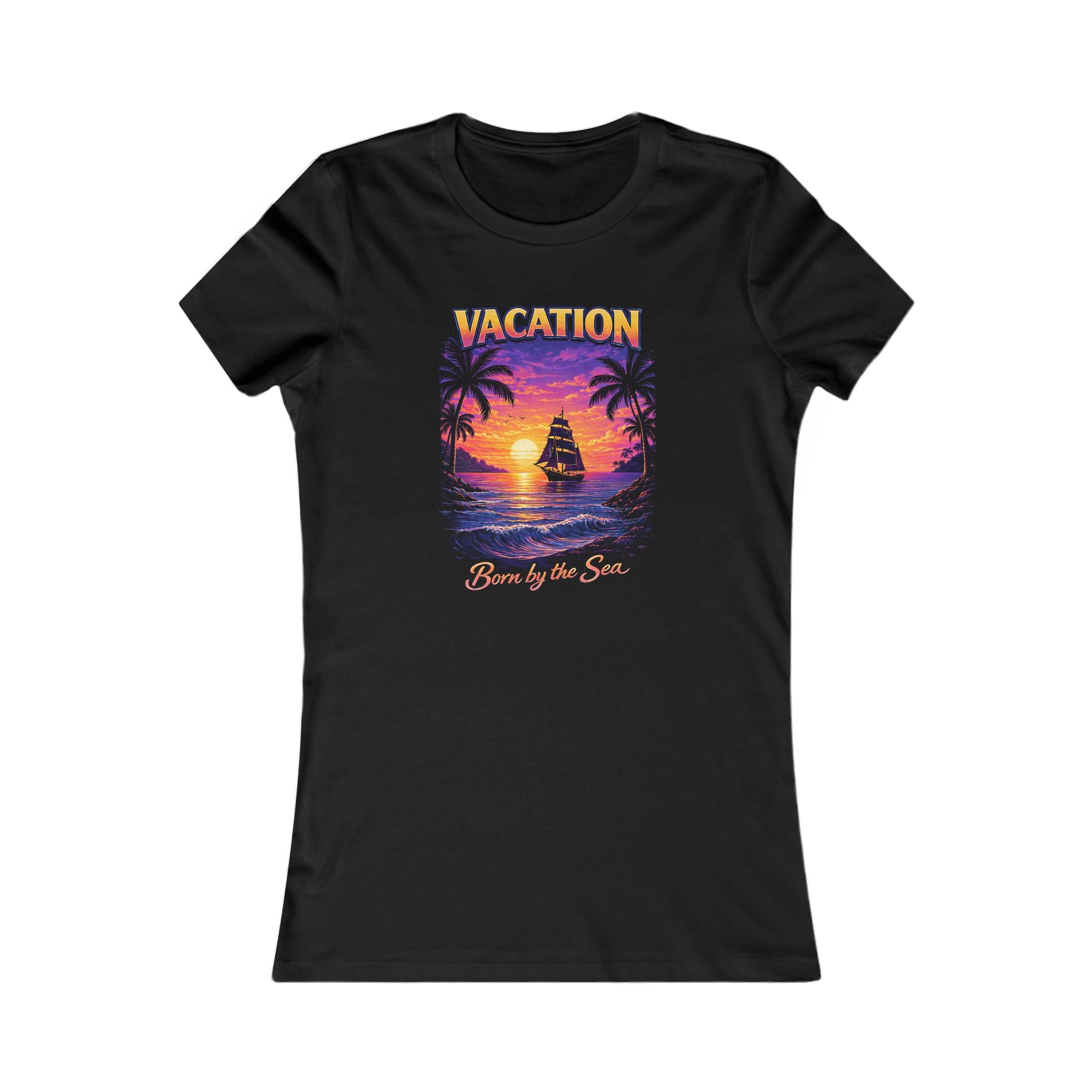 Vacation 'Born by the Sea' Women's Tee — Tropical Sunset Beach Shirt