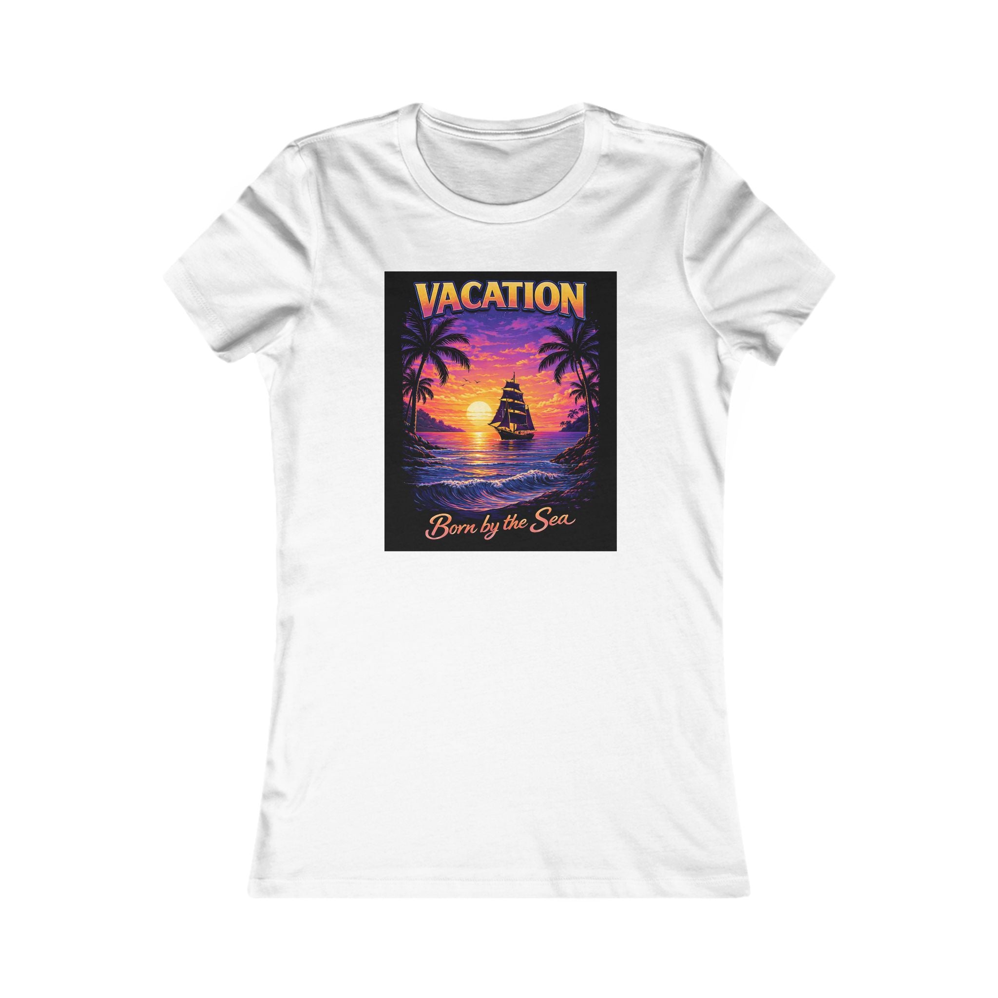 Vacation 'Born by the Sea' Women's Tee — Tropical Sunset Beach Shirt