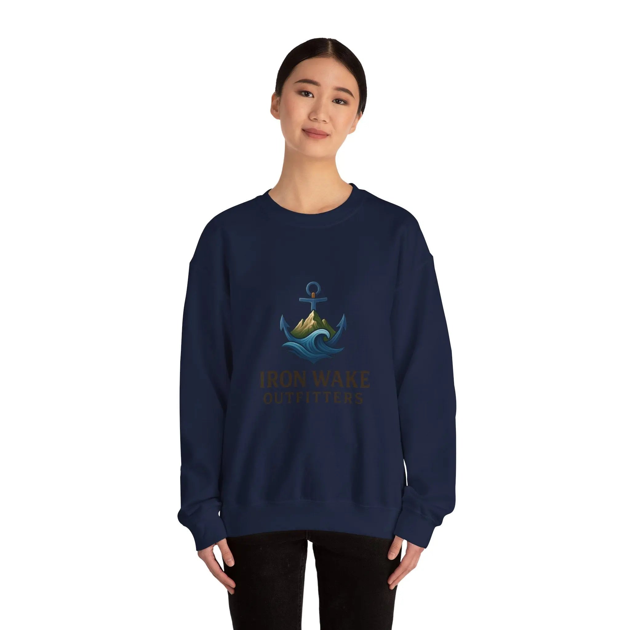 Crewneck Sweatshirt — Iron Wake Outfitters Anchor Logo Printify