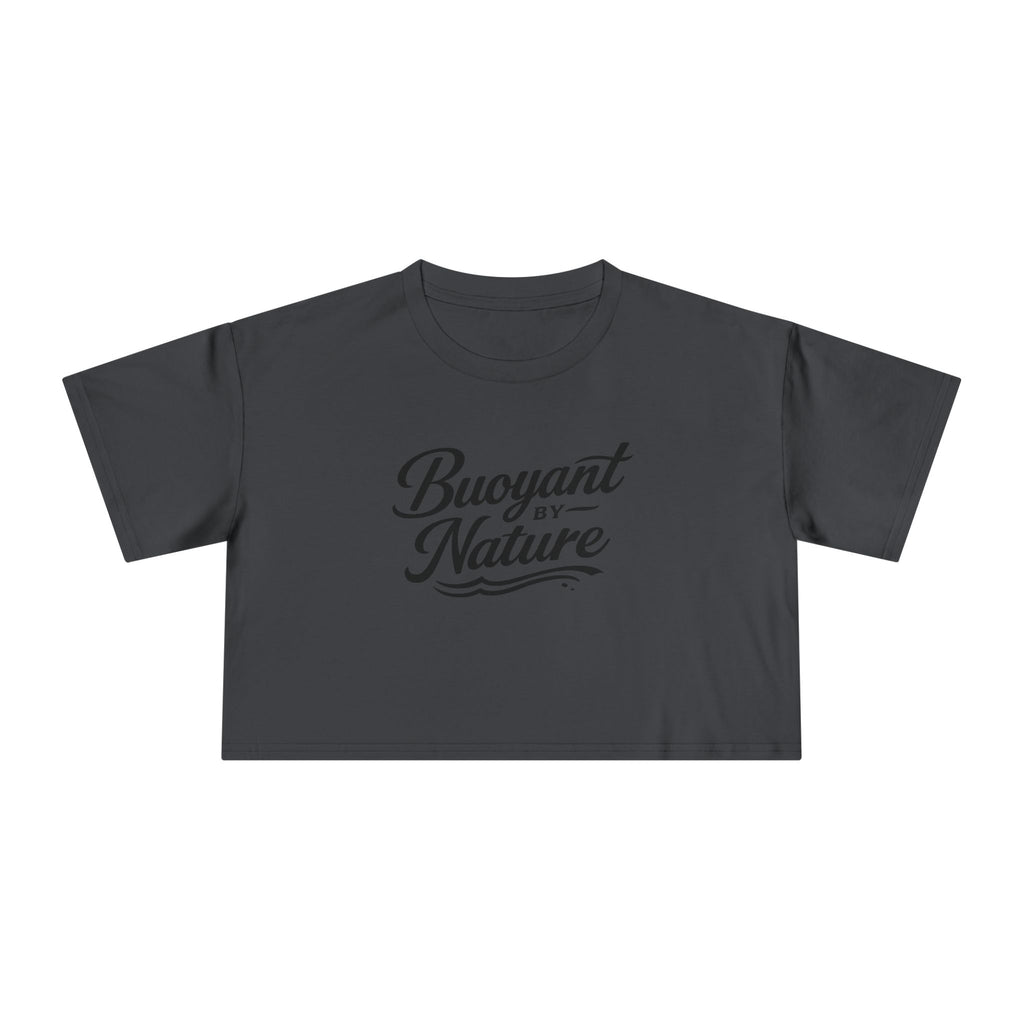 Buoyant By Nature Women's Crop Tee – Nautical Script Beach Shirt