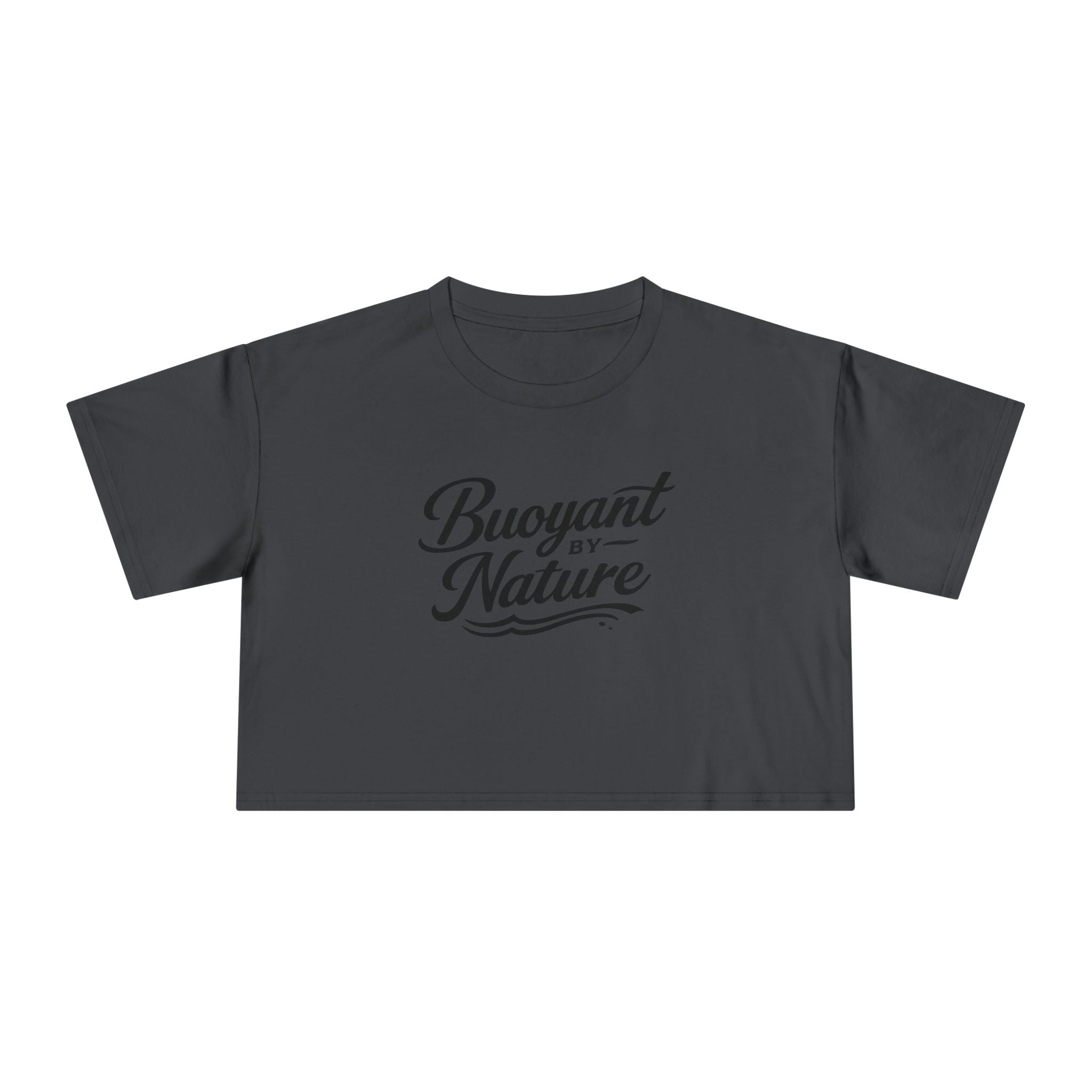 Buoyant By Nature Women's Crop Tee – Nautical Script Beach Shirt