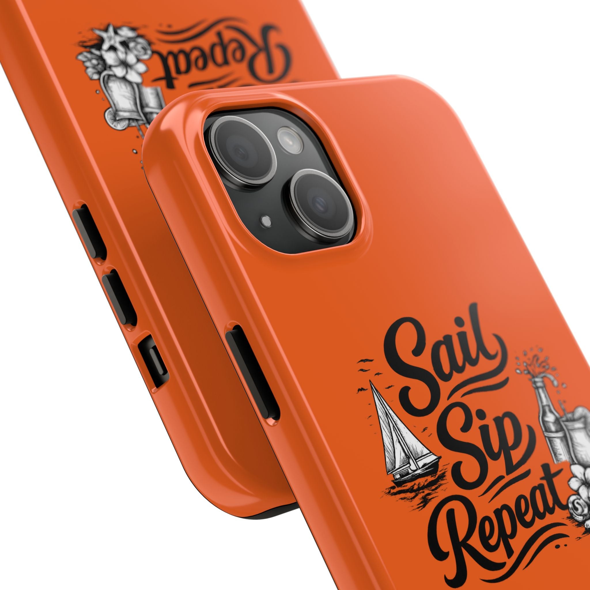 Sail Sip Repeat Tough Phone Case — Nautical Orange Protective Phone Cover
