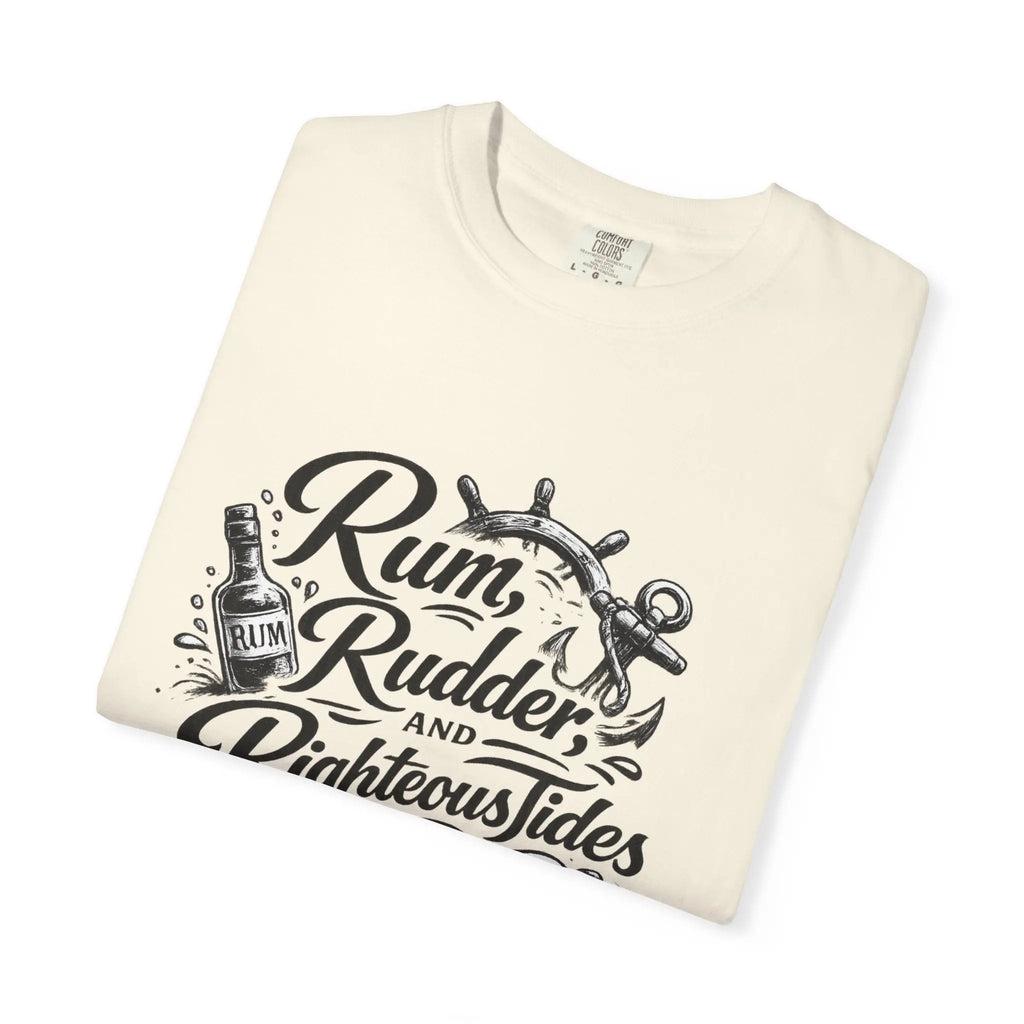 Rum, Rudder & Righteous T-Shirt — Nautical Anchor Sailing Tee Printify