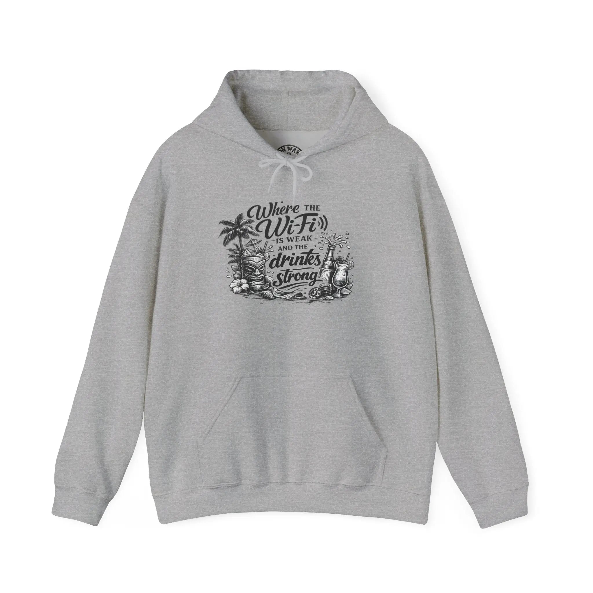 Beach Vibes Hoodie — "Where the WiFi is Weak and the Drinks are Strong" Graphic Hoodie Printify
