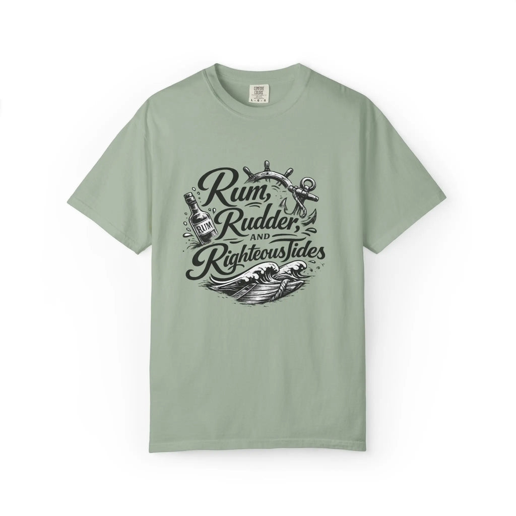 Rum, Rudder & Righteous T-Shirt — Nautical Anchor Sailing Tee Printify